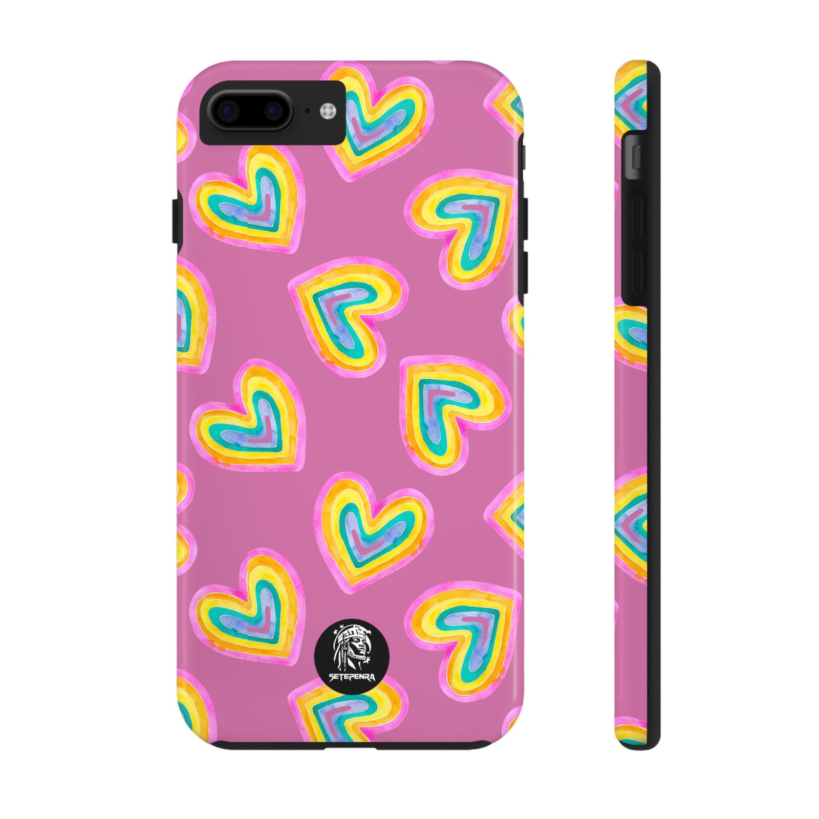 Rainbow Heart Tough Phone Case (For iPhone, Galaxy & More) - Light Pink SETEPENRA Phone Case.