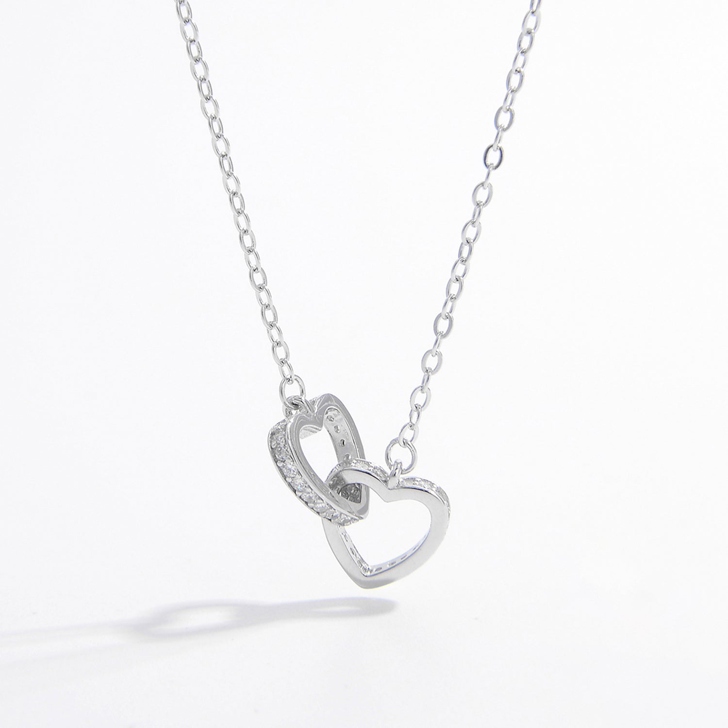 925 Sterling Silver Inlaid Zircon Heart Necklace SETEPENRA .