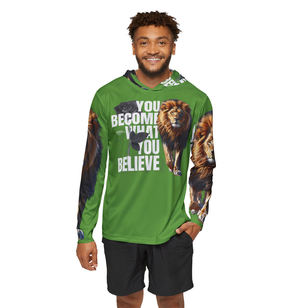 You Become What You Believe Men's Sports Warmup Hoodie (Green) SETEPENRA All Over Prints.