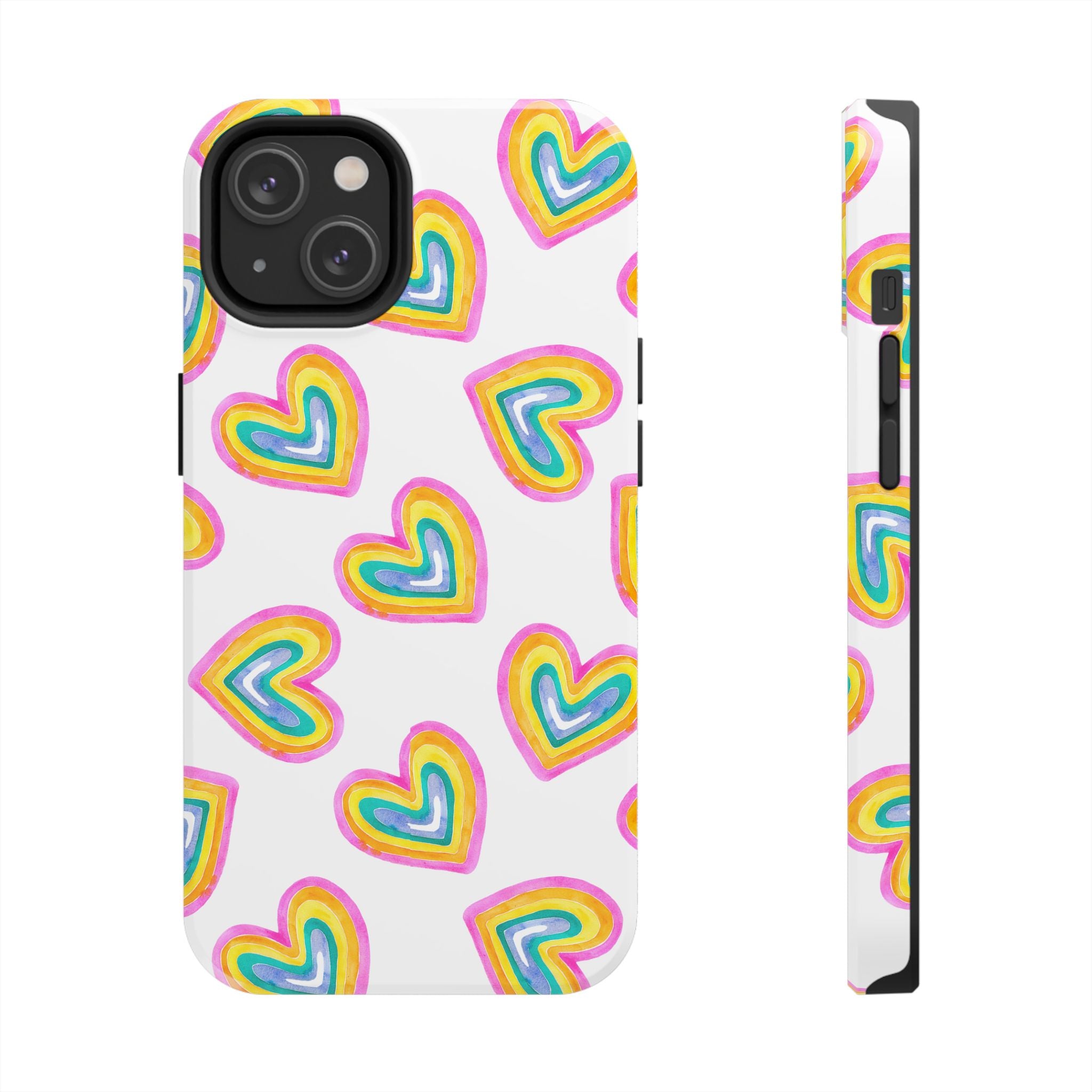 Rainbow Heart Tough Phone Case — Durable Cute Protective Phone Cover