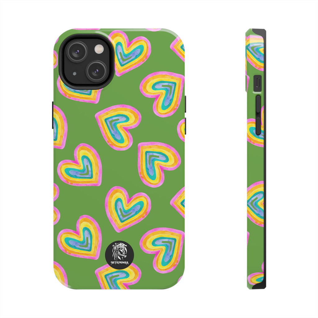 Rainbow Heart Tough Phone Case (For iPhone, Galaxy & More) - Green