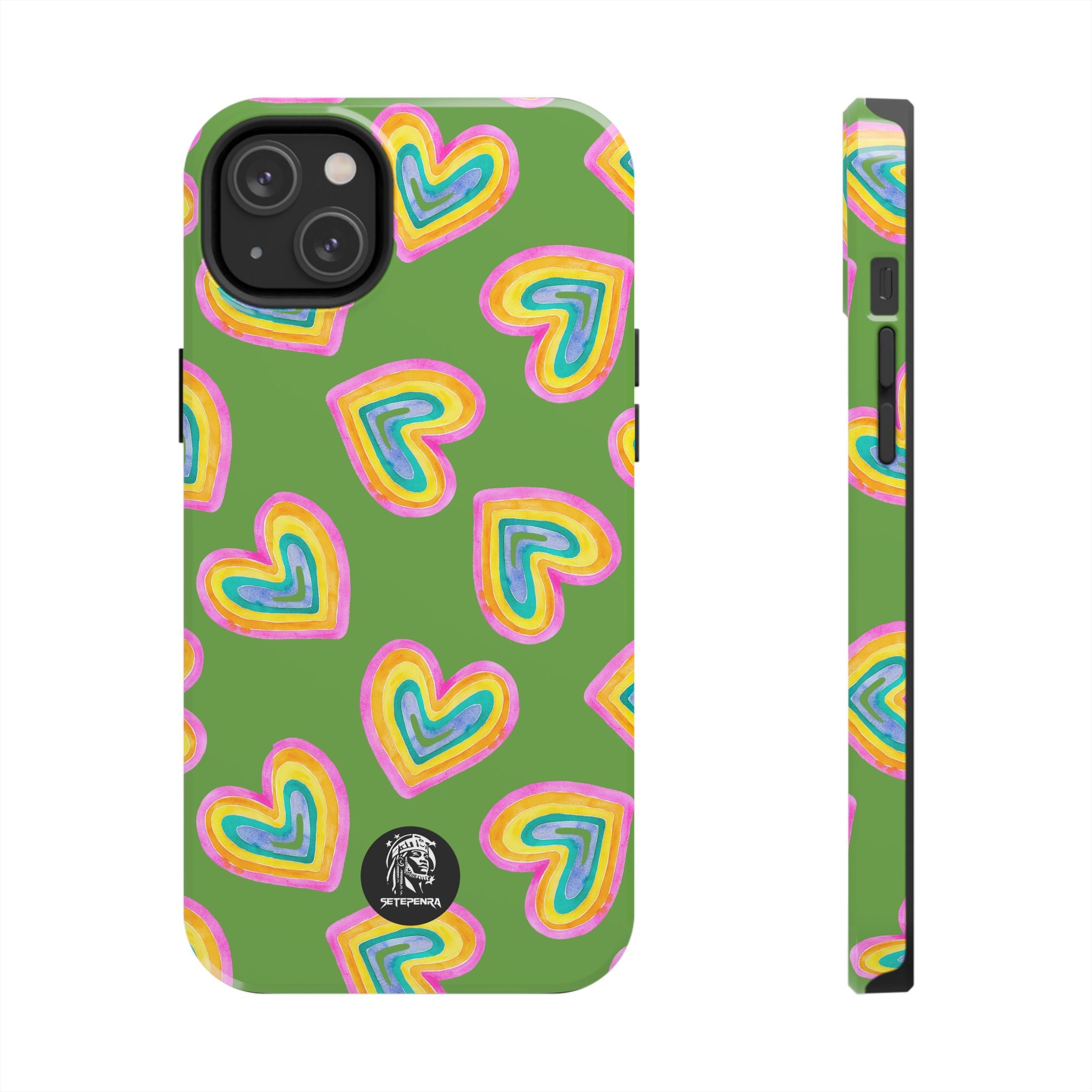 Rainbow Heart Tough Phone Case (For iPhone, Galaxy & More) - Green