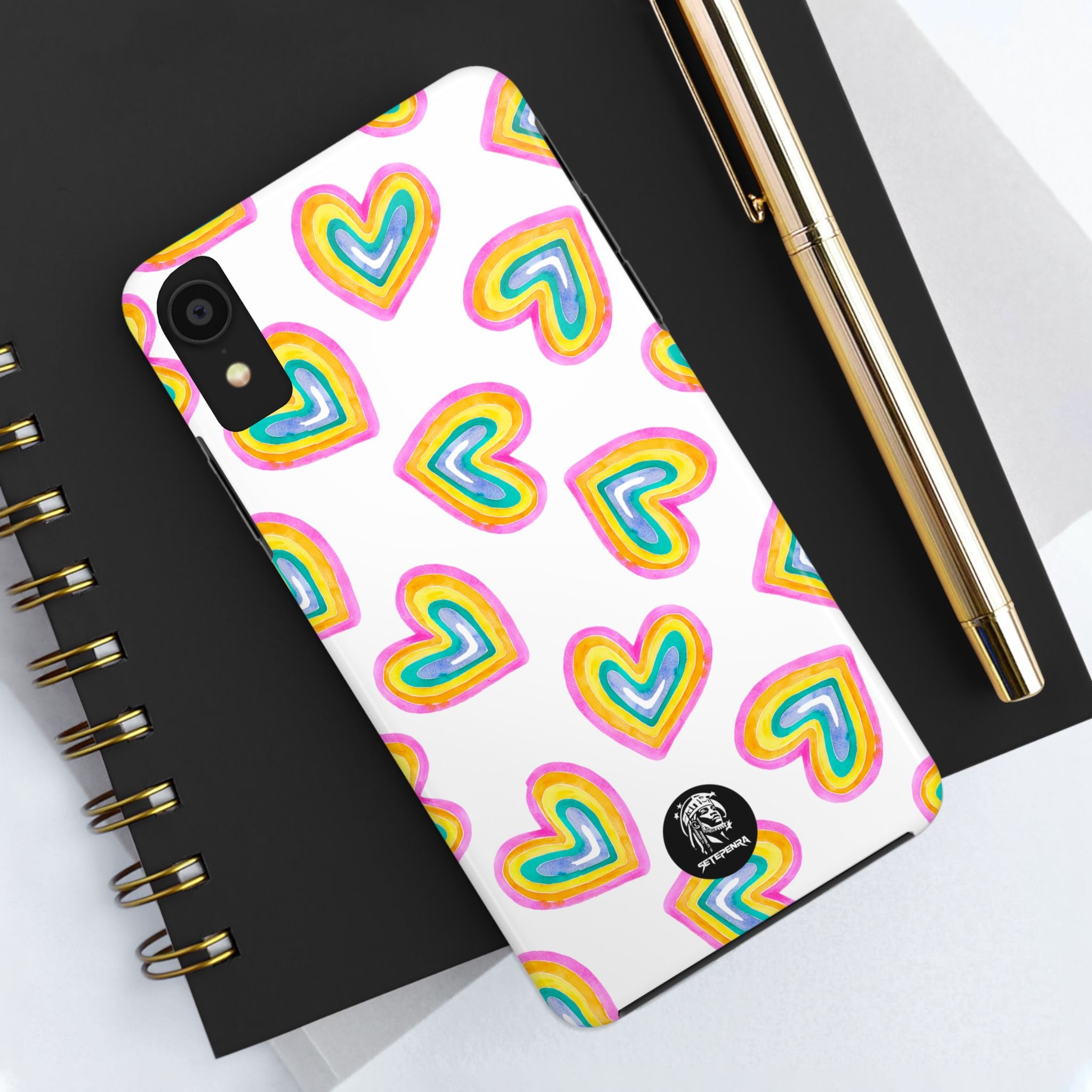 Rainbow Heart Tough Phone Case (For iPhone, Galaxy & More) - White