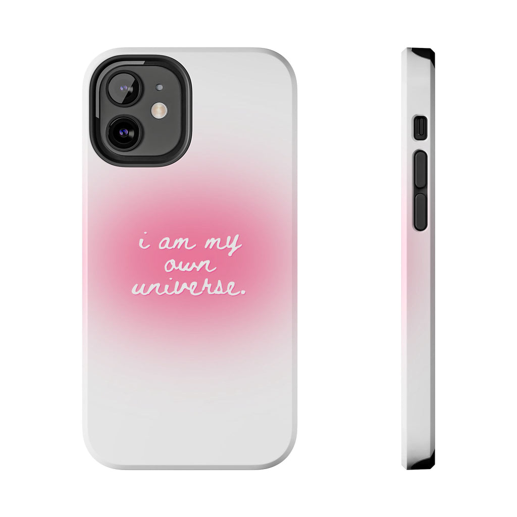 I Am My Own Universe — Pink On White Protective Cover Tough Phone Case