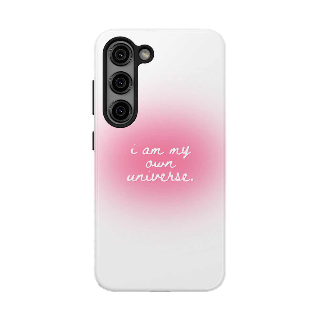 I Am My Own Universe — Pink On White Protective Cover Tough Phone Case