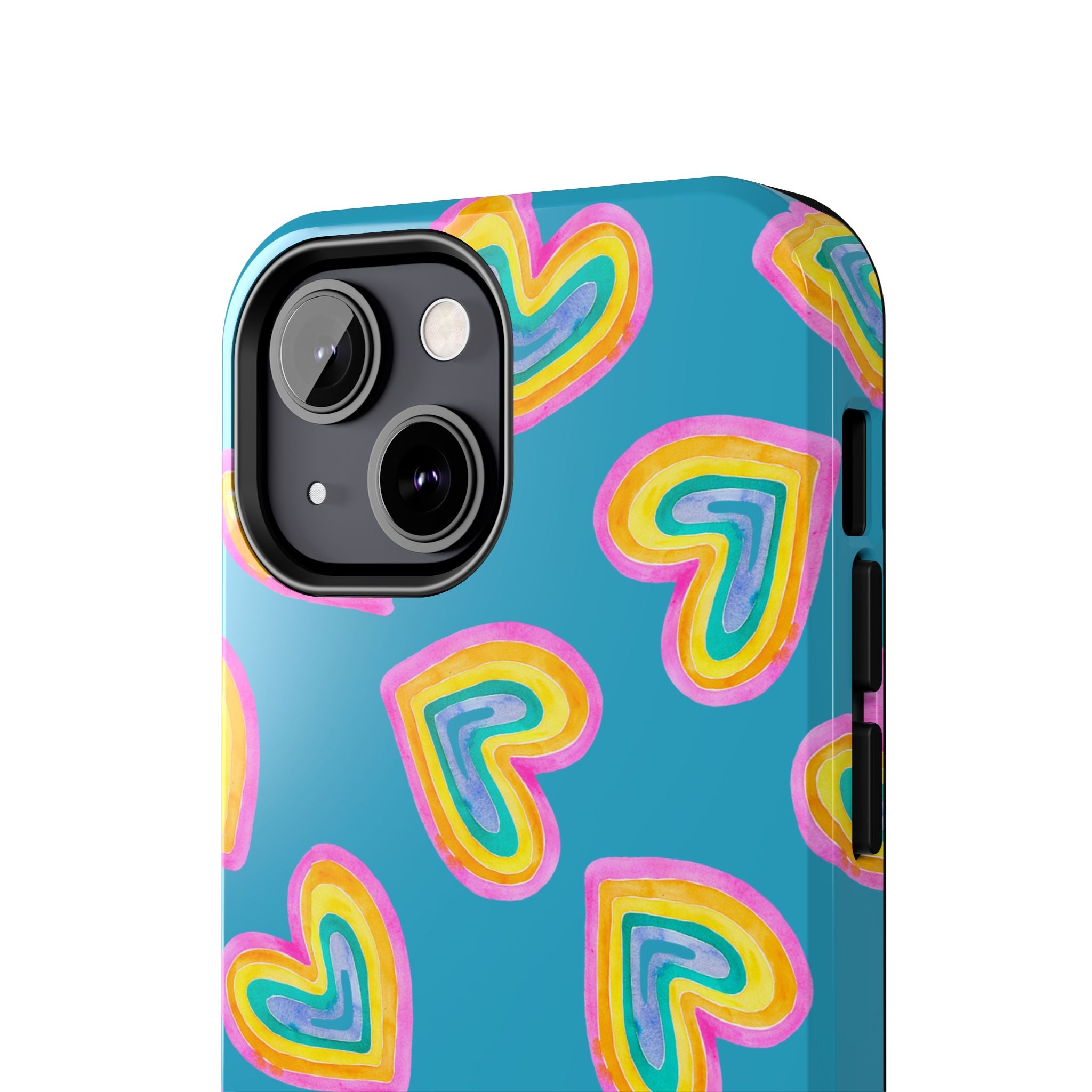 Rainbow Heart Tough Phone Case (For iPhone, Galaxy & More) - Turquoise