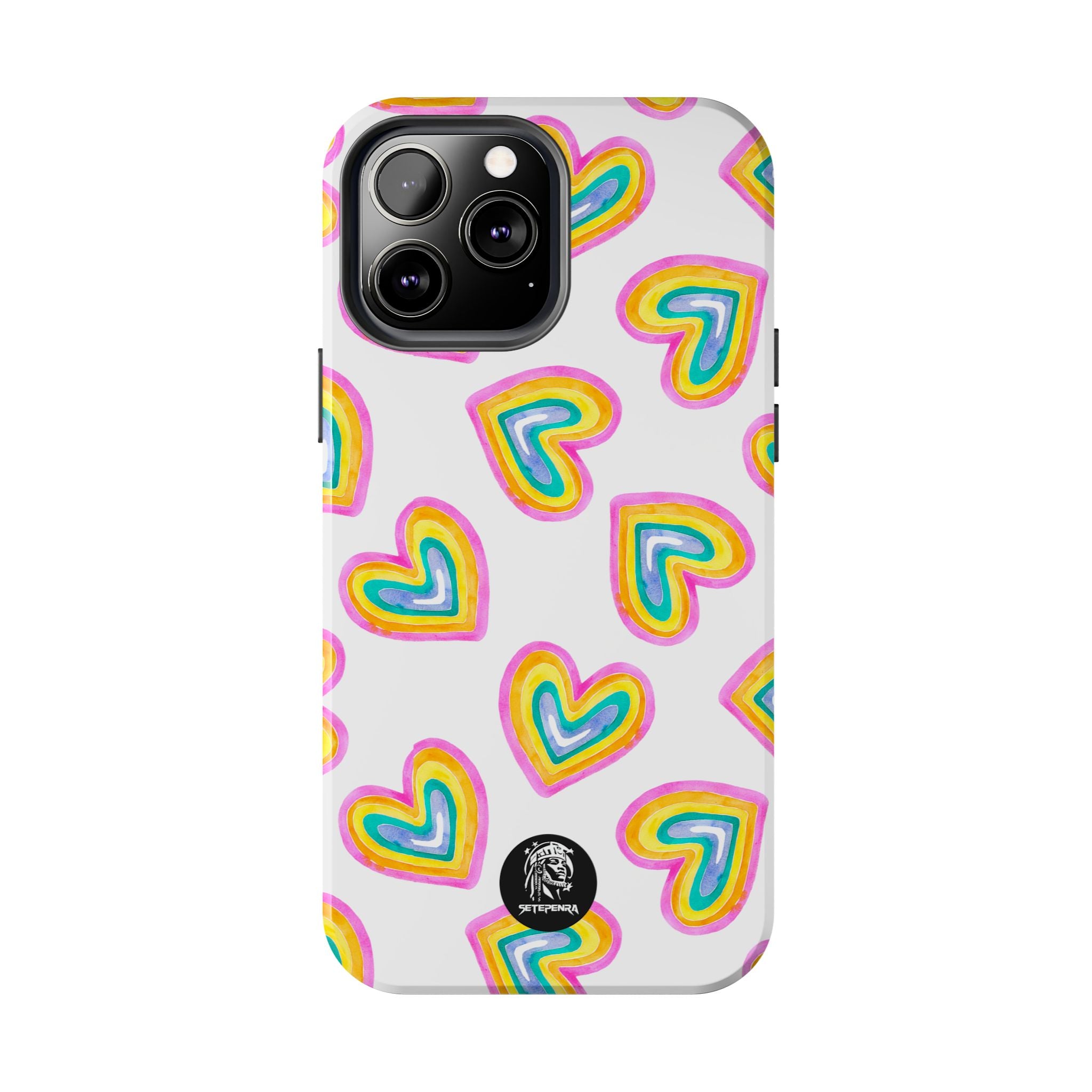 Rainbow Heart Tough Phone Case (For iPhone, Galaxy & More) - White