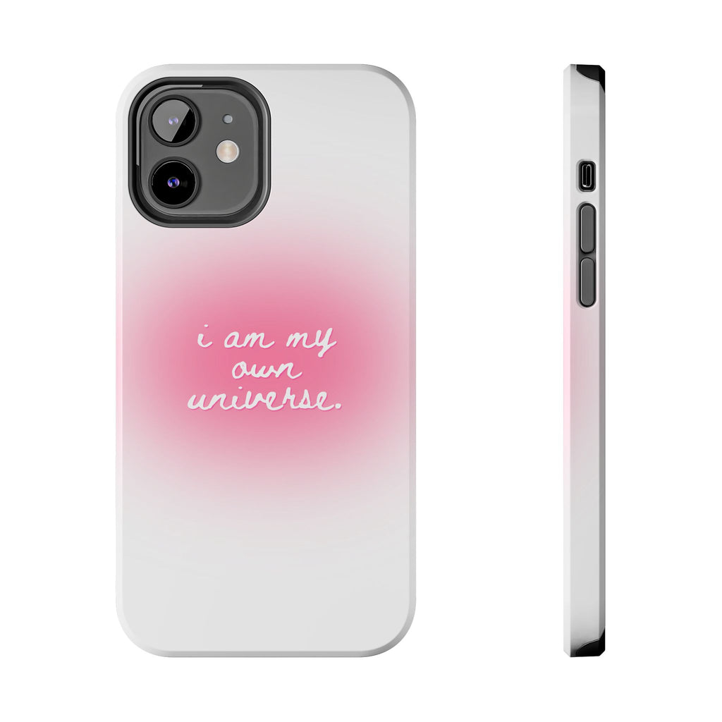 I Am My Own Universe — Pink On White Protective Cover Tough Phone Case