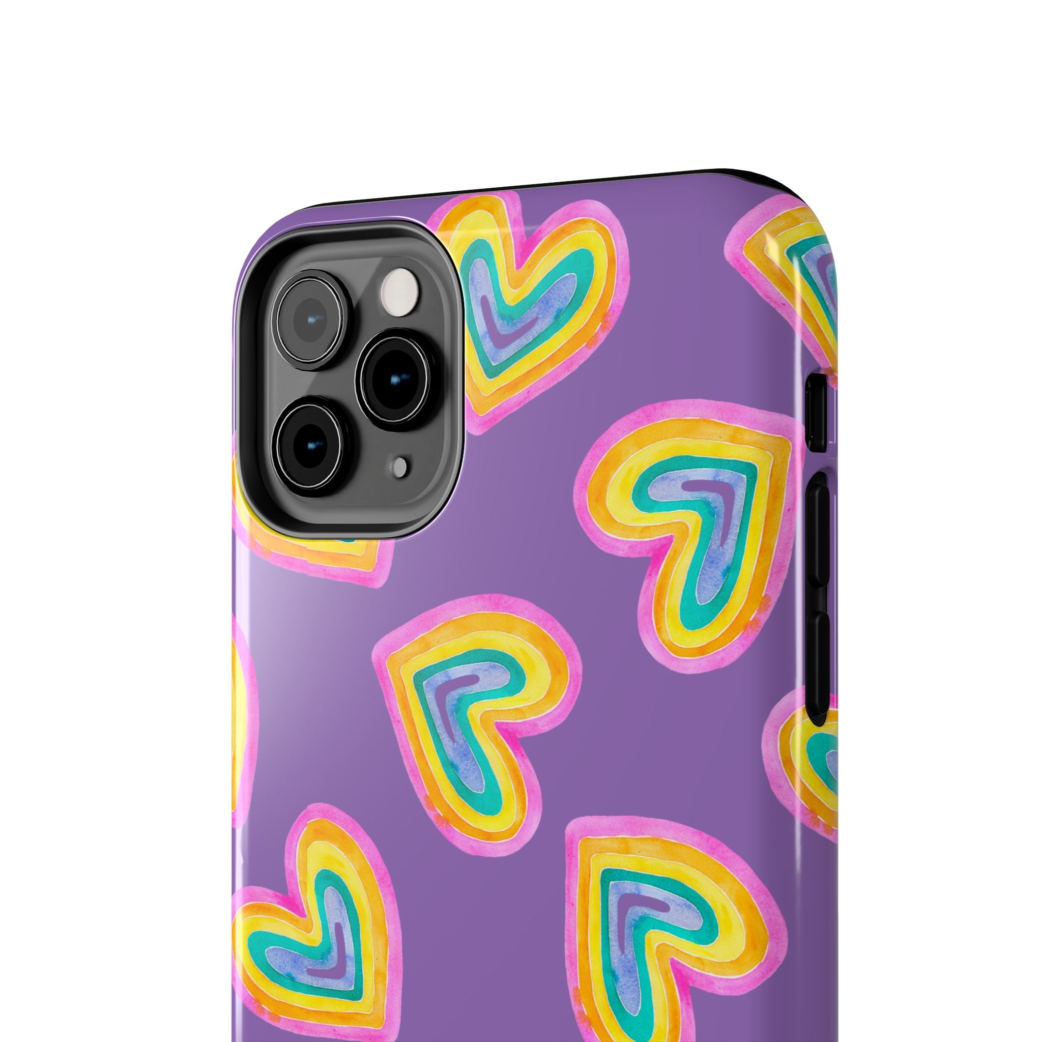 Rainbow Heart Tough Phone Case (For iPhone, Galaxy & More) - Light Purple