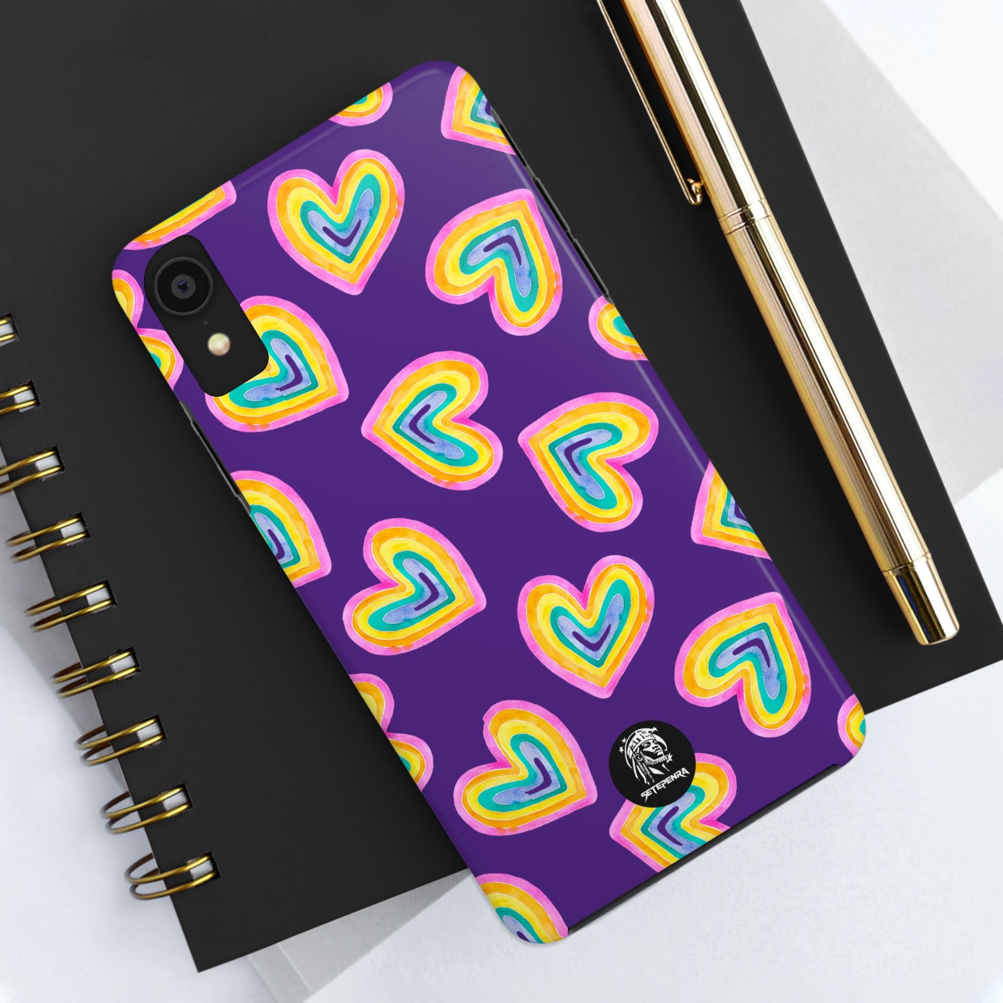 Rainbow Heart Tough Phone Case (For iPhone, Galaxy & More) - Purple