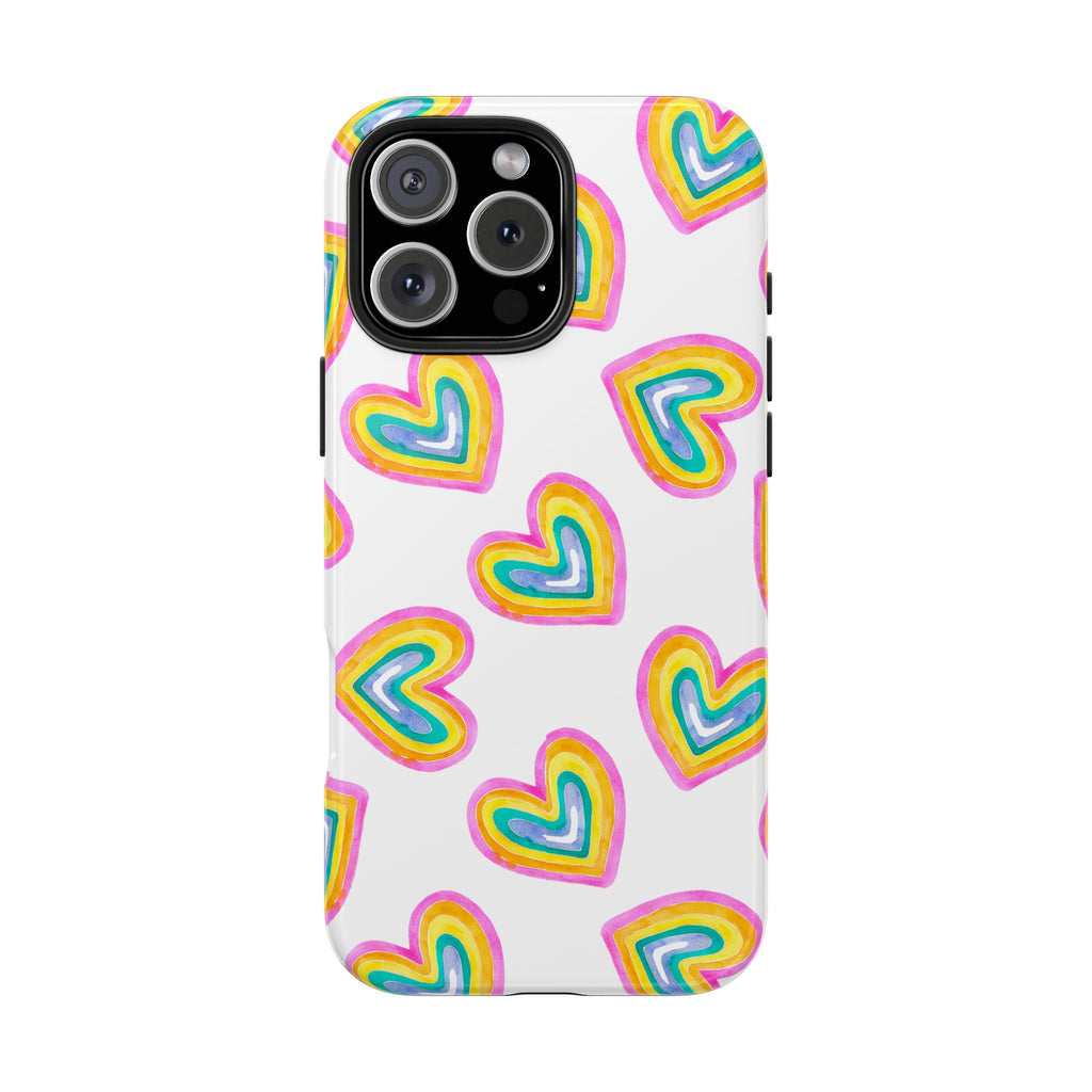 Rainbow Heart Tough Phone Case — Durable Cute Protective Phone Cover