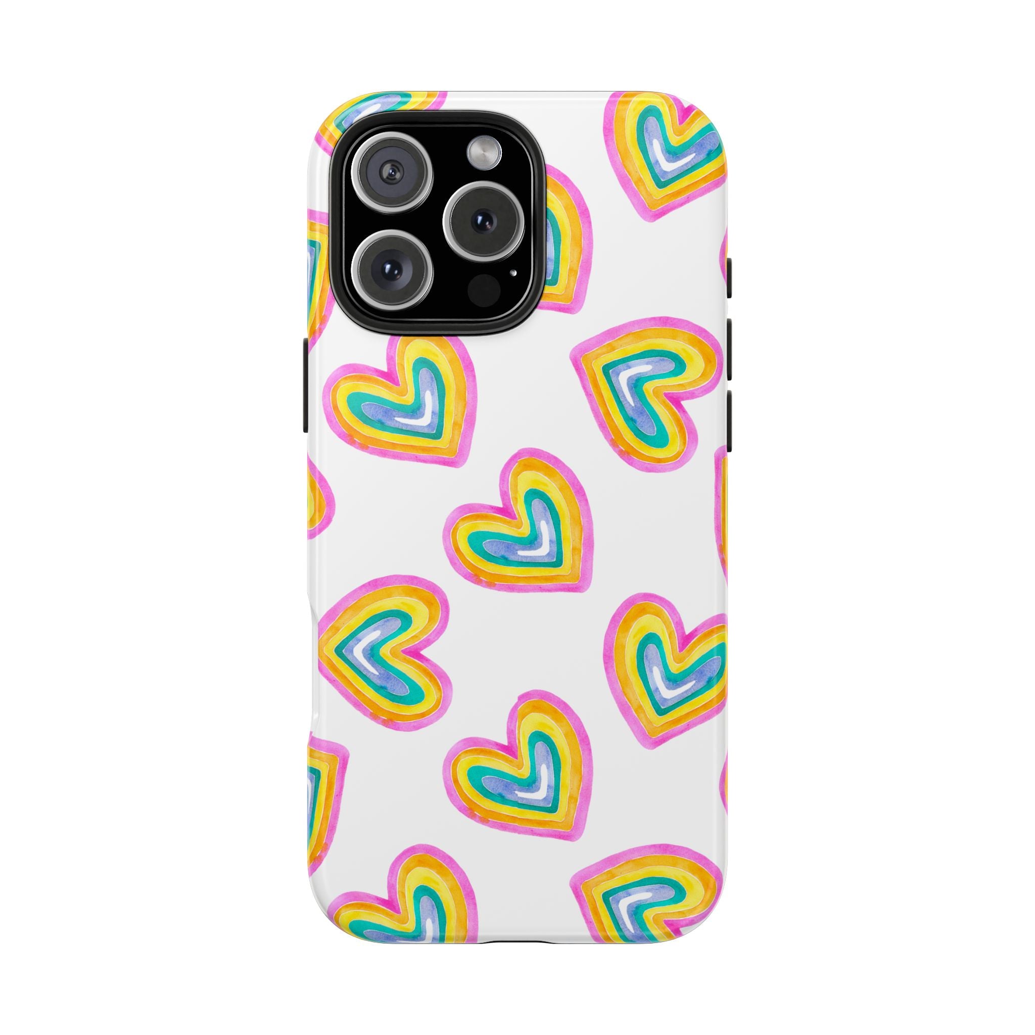 Rainbow Heart Tough Phone Case — Durable Cute Protective Phone Cover