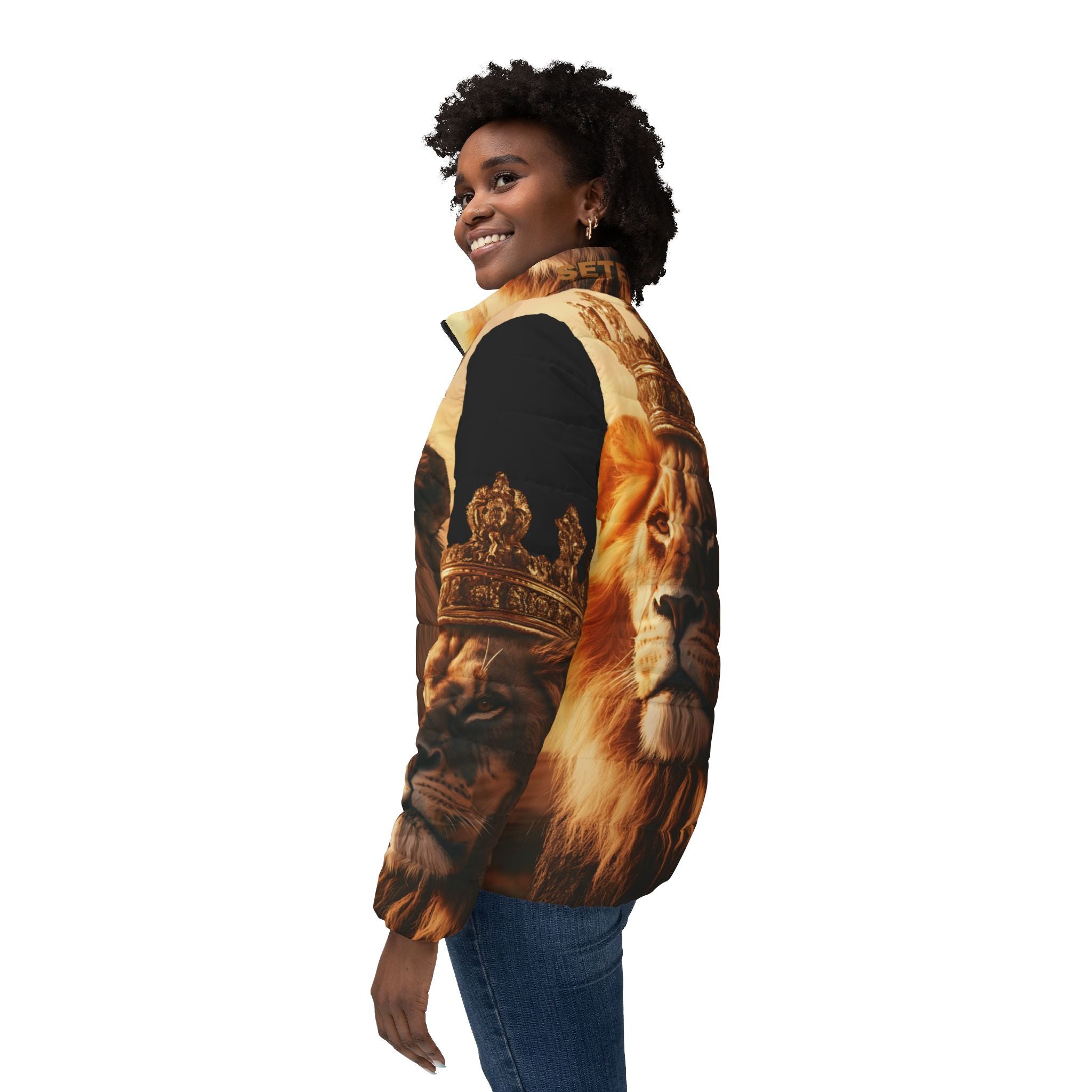 Season Of The Lion Women’s Puffer Jacket SETEPENRA All Over Prints.