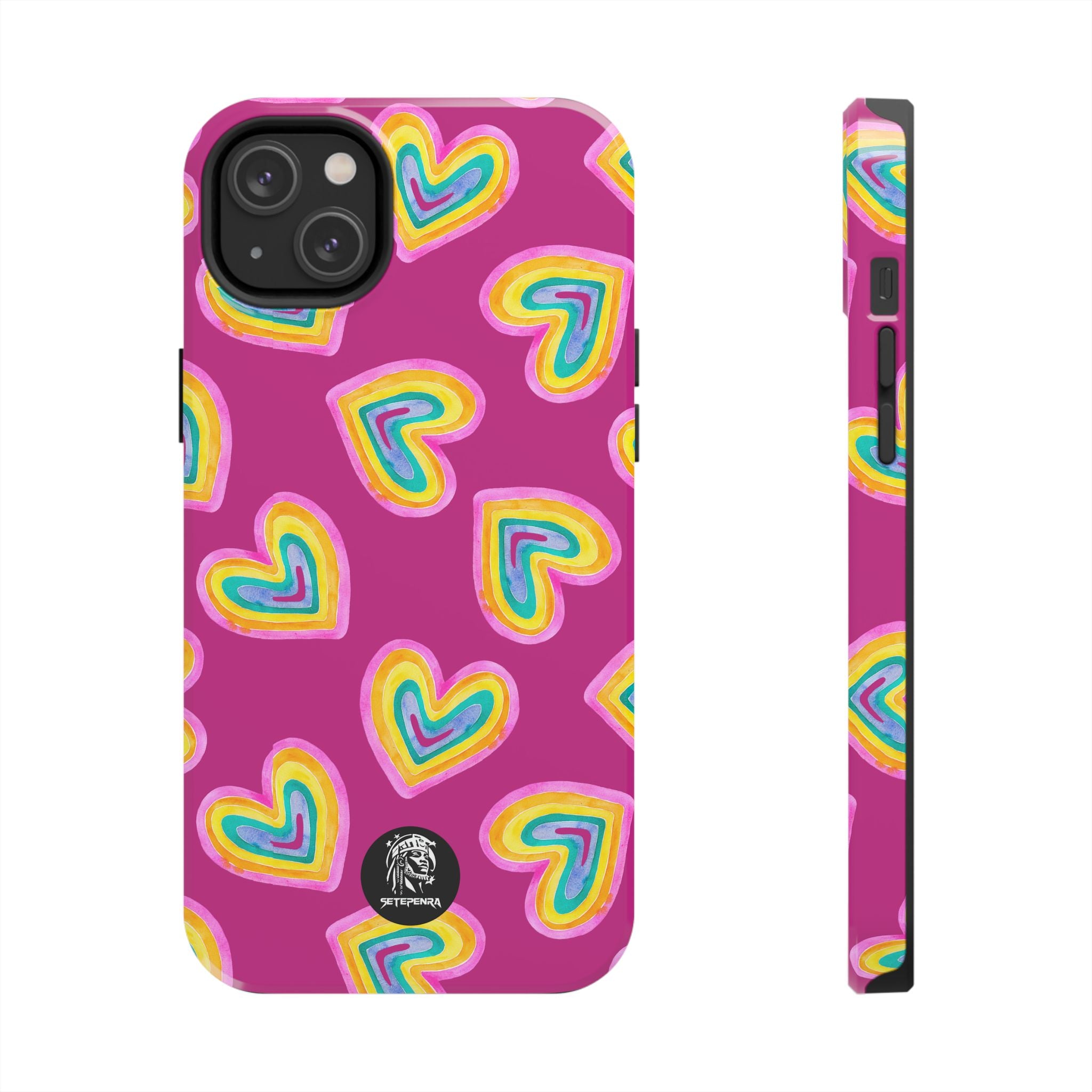Rainbow Heart Tough Phone Case (For iPhone, Galaxy & More) - Pink