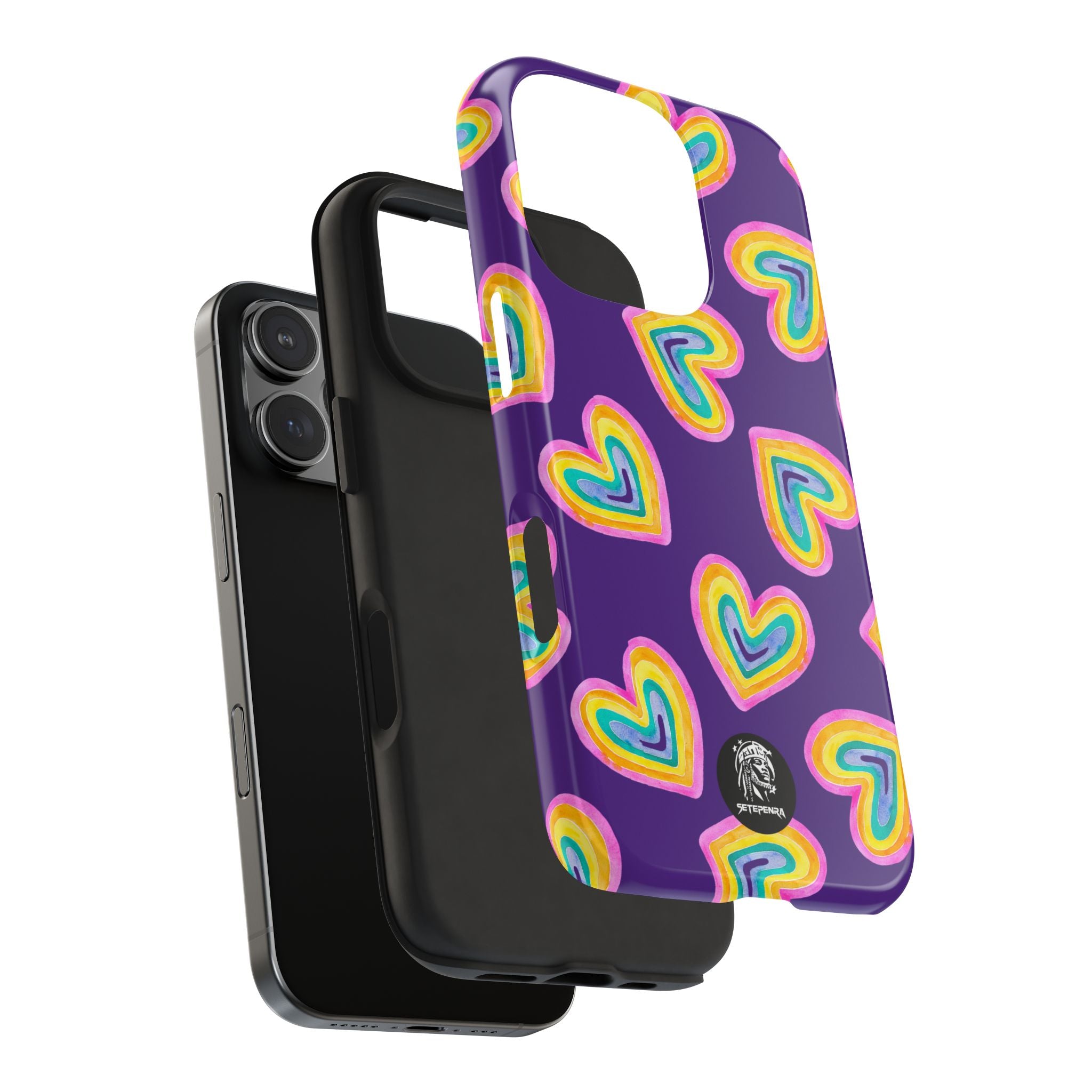 Rainbow Heart Tough Phone Case (For iPhone, Galaxy & More) - Purple
