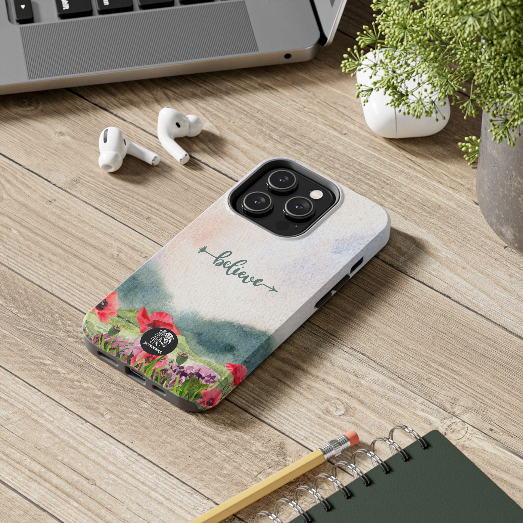 Believe Tough Phone Case (For iPhone, Galaxy & More) - Watercolor Flower