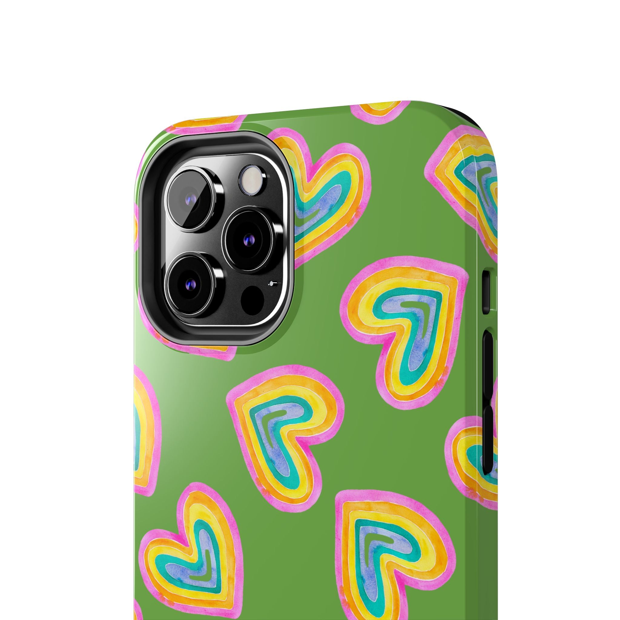 Rainbow Heart Tough Phone Case (For iPhone, Galaxy & More) - Green
