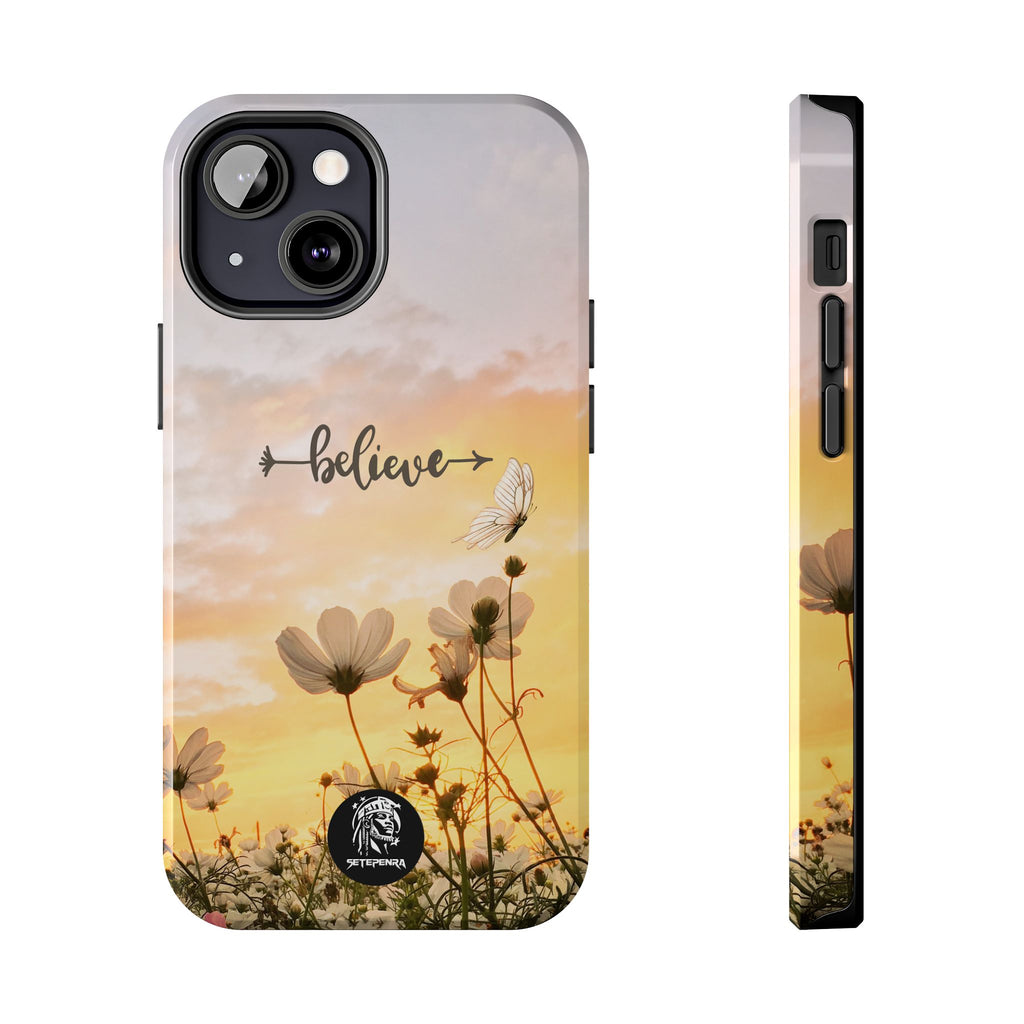 Believe Tough Phone Case (For iPhone, Galaxy & More) - Aesthetic Flower SETEPENRA Phone Case.