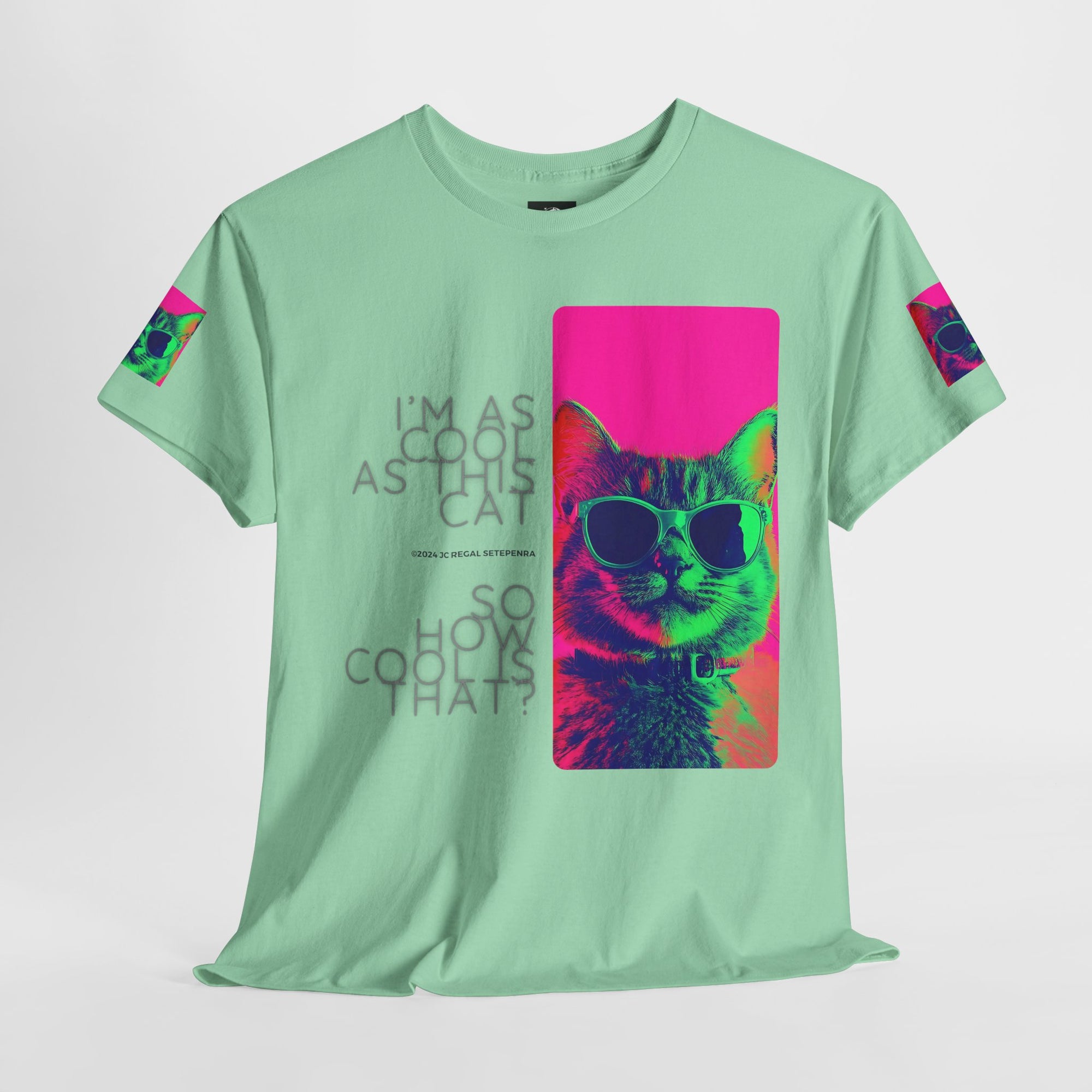 Cool Cat (Whiskers 1) Unisex Heavy Cotton Tee SETEPENRA T-Shirt.