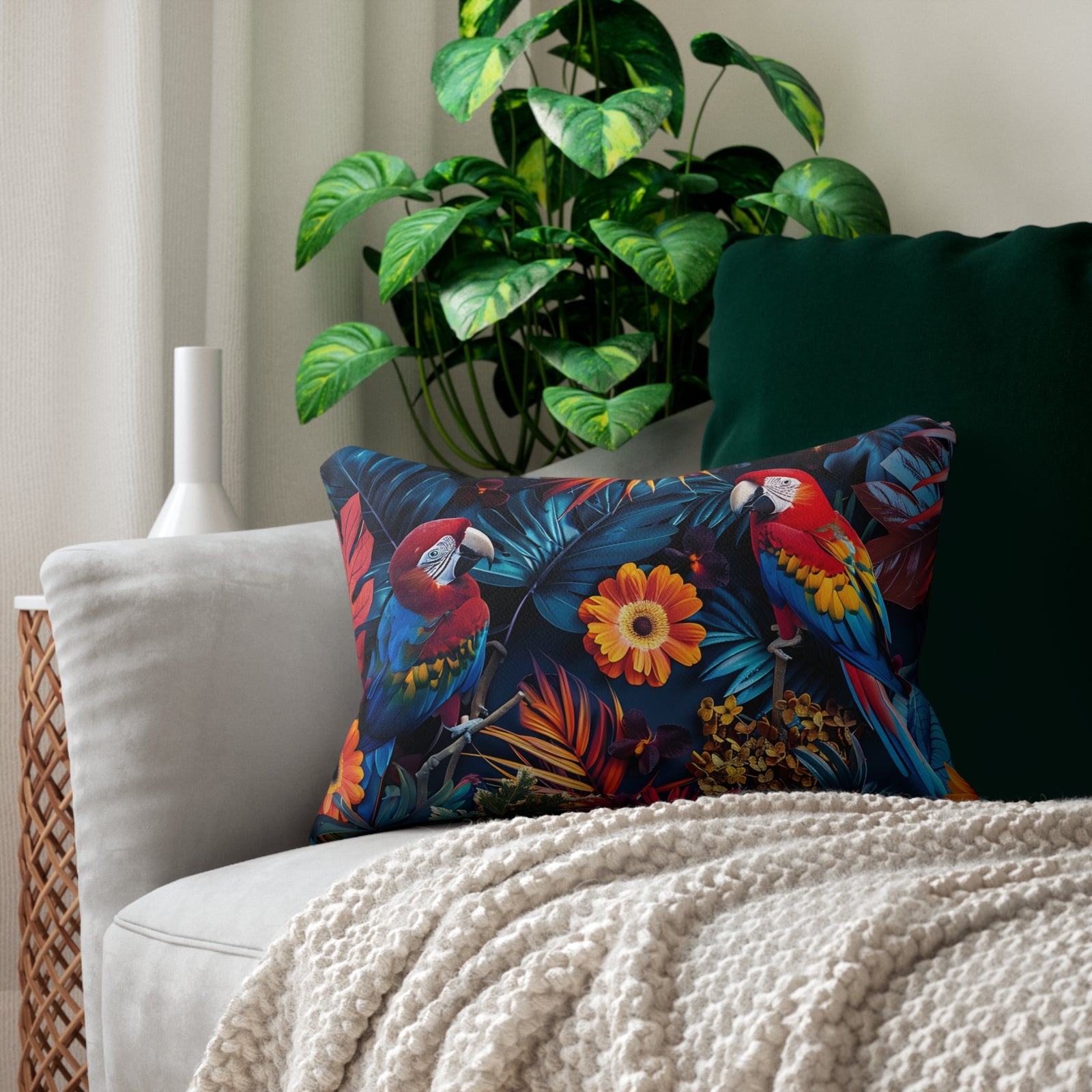 Tropican Retreat (Scene 3) Spun Polyester Lumbar Pillow SETEPENRA Home Decor.
