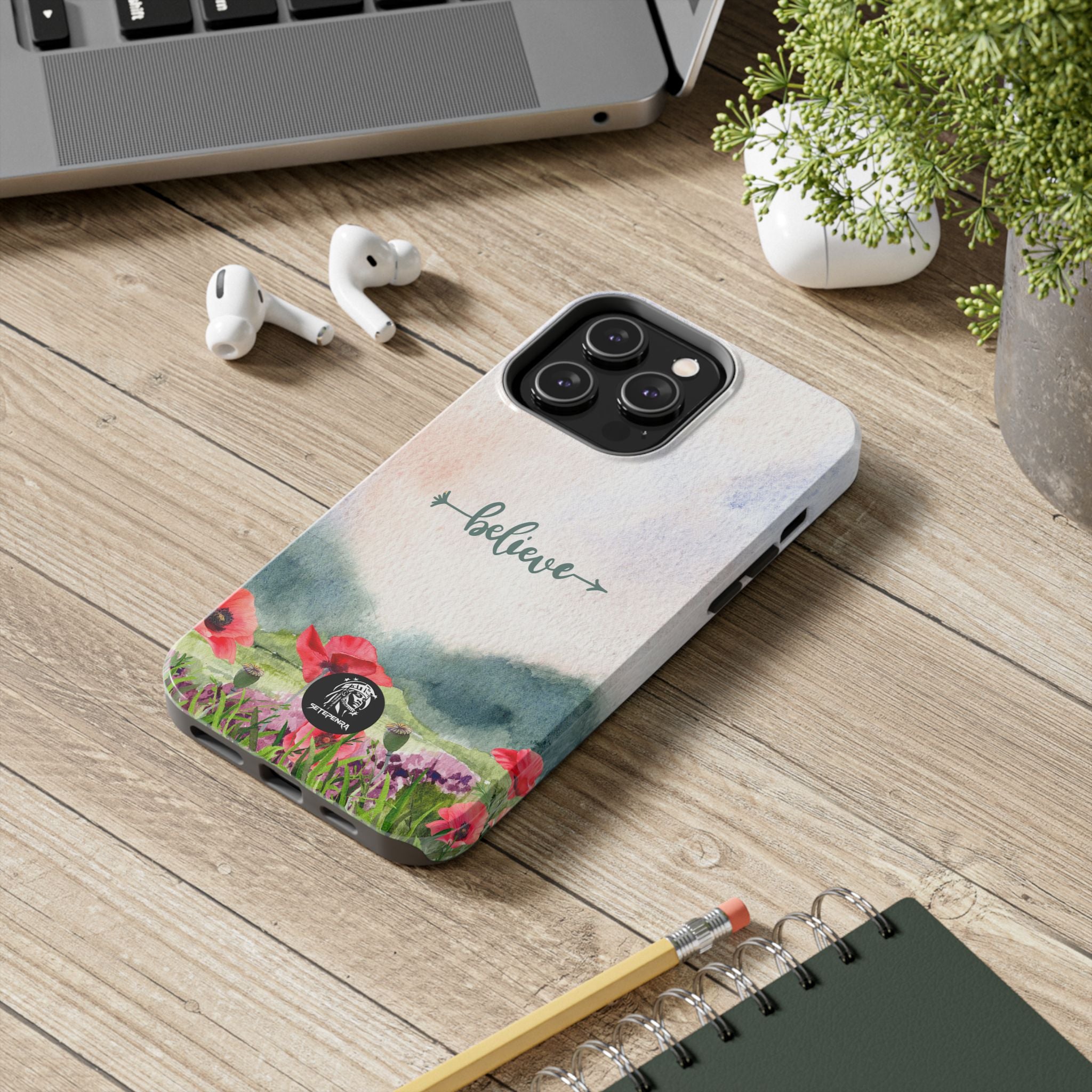 Believe Tough Phone Case (For iPhone, Galaxy & More) - Watercolor Flower