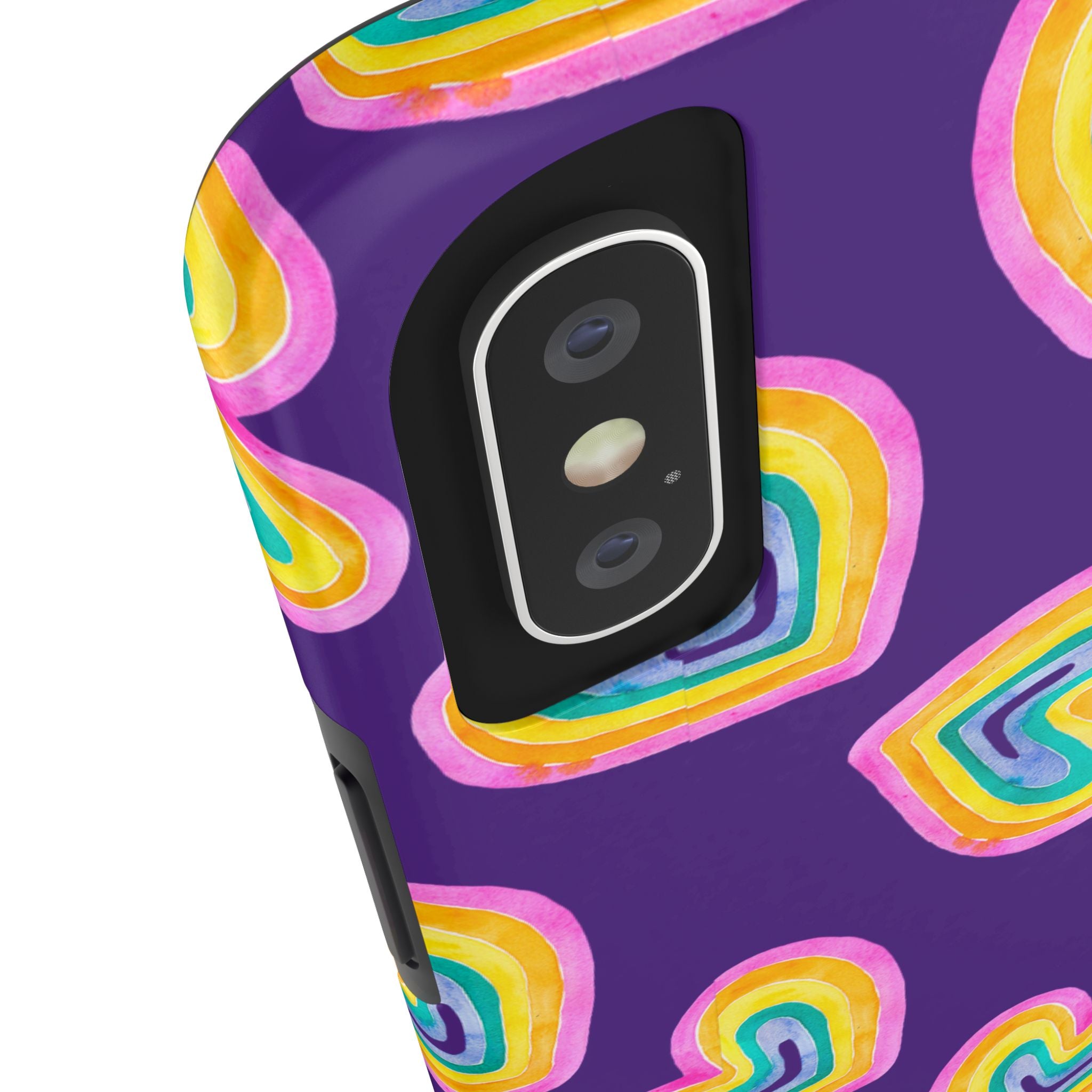 Rainbow Heart Tough Phone Case (For iPhone, Galaxy & More) - Purple