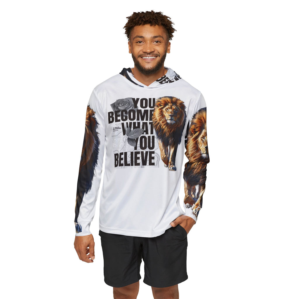 You Become What You Believe Men's Sports Warmup Hoodie (White) SETEPENRA All Over Prints.