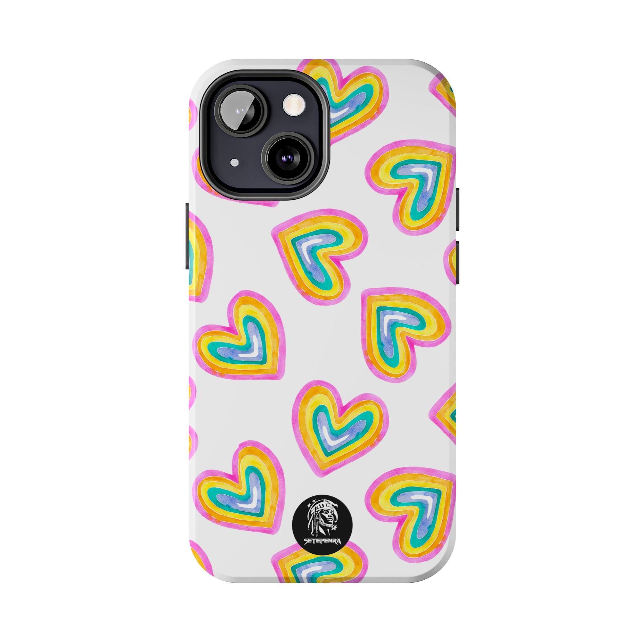 Rainbow Heart Tough Phone Case (For iPhone, Galaxy & More) - White