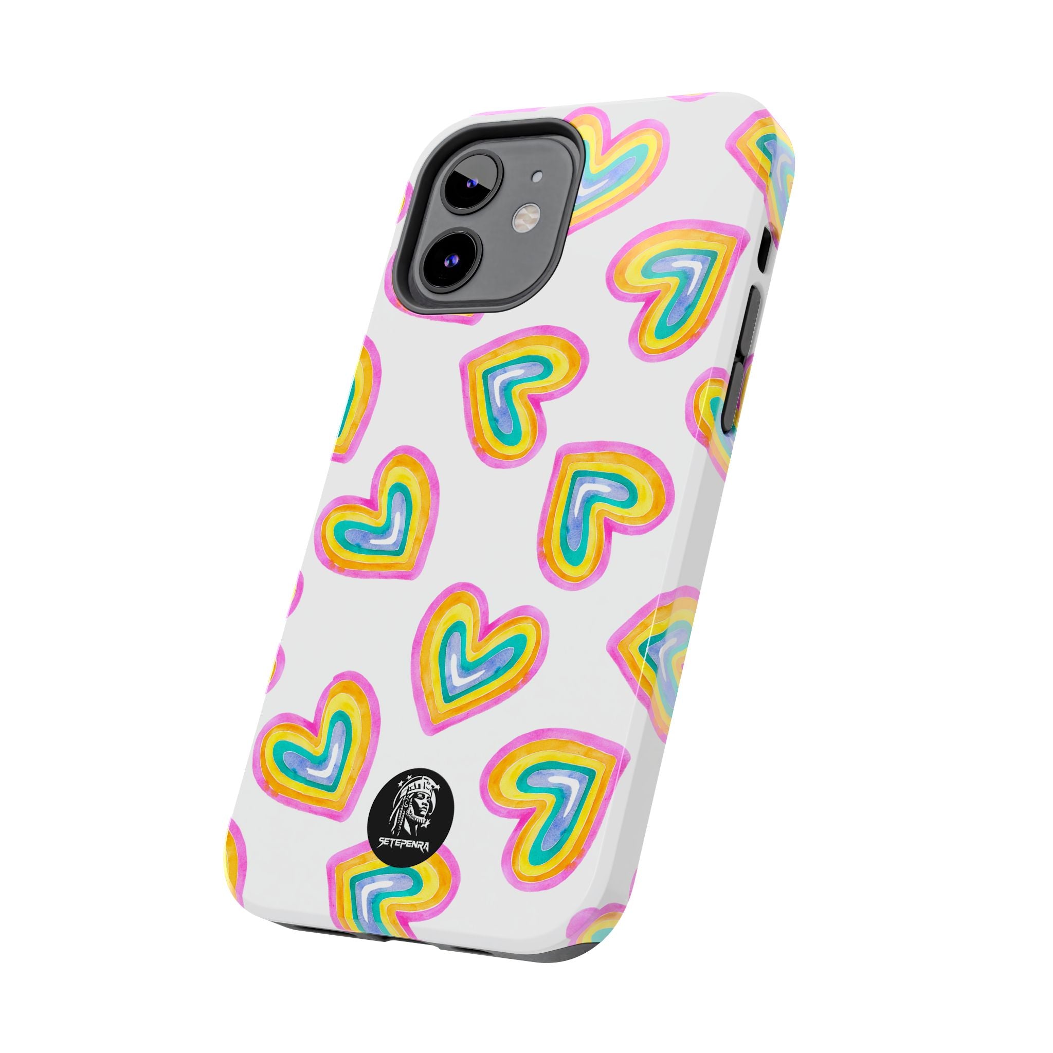 Rainbow Heart Tough Phone Case (For iPhone, Galaxy & More) - White