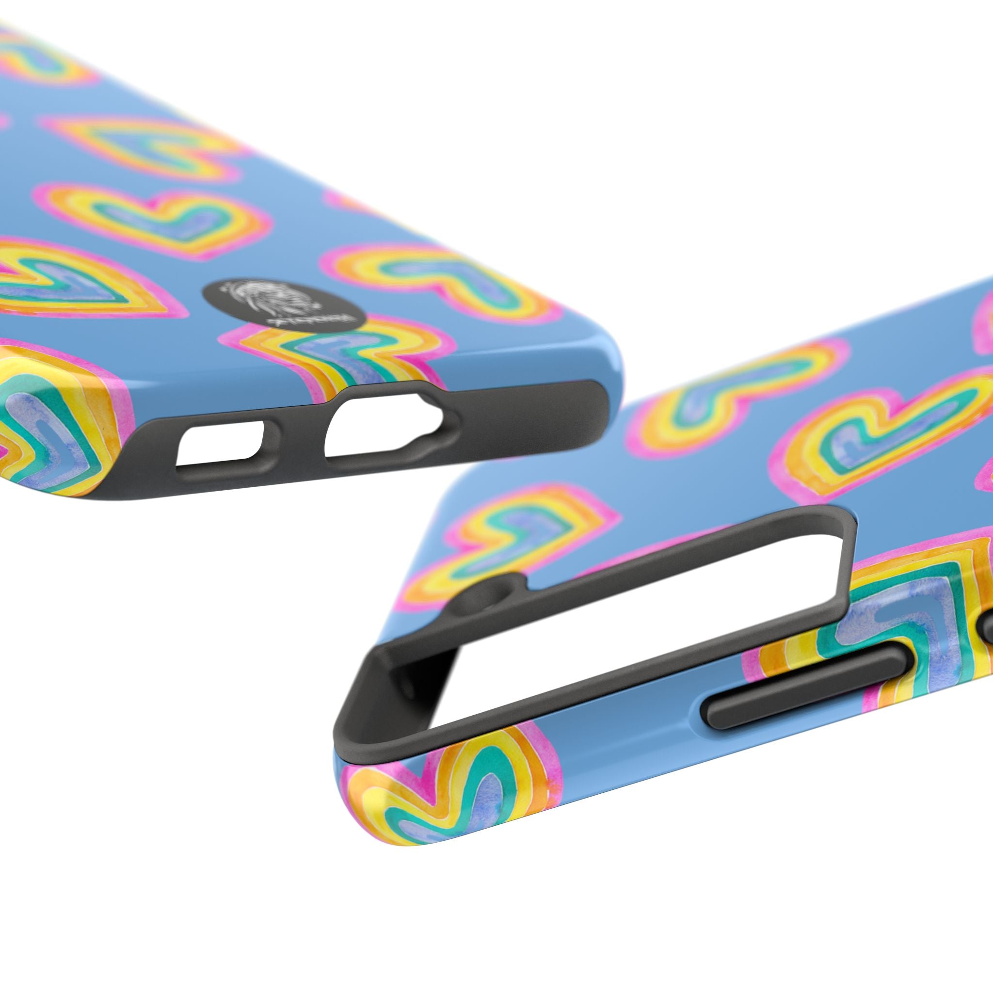 Rainbow Heart Tough Phone Case (For iPhone, Galaxy & More) - Light Blue