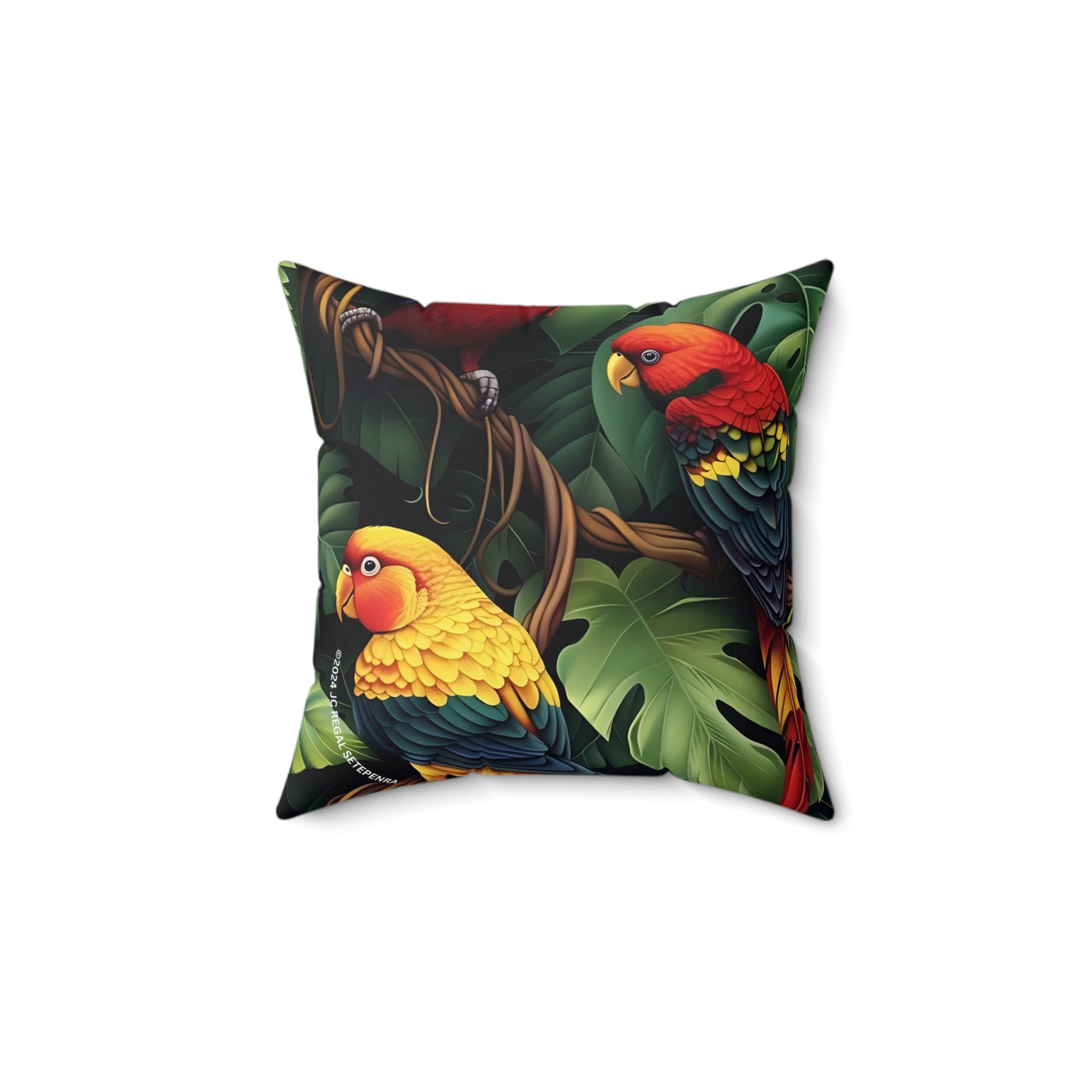 Tri-Parrot Spun Polyester Square Pillow SETEPENRA Home Decor.