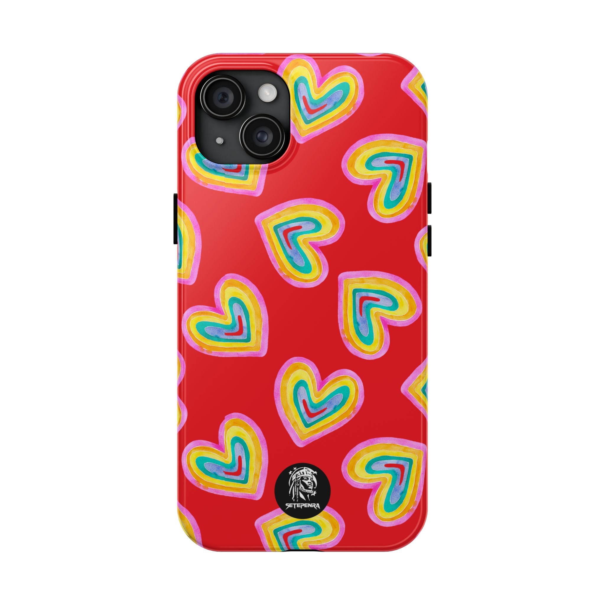 Rainbow Heart Tough Phone Case (For iPhone, Galaxy & More) - Red