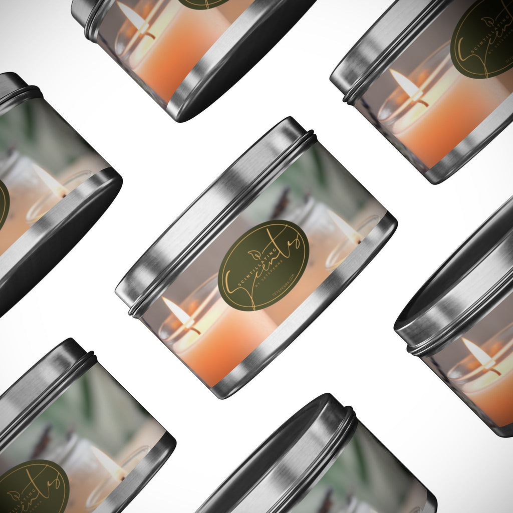Scintillating Scents by SETEPENRA Tin Candles - Gold, Silver, Black (4oz, 8oz)