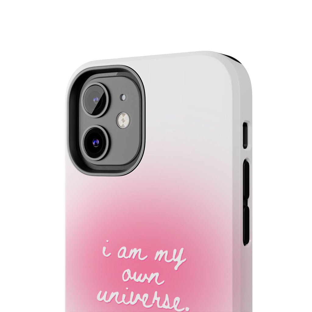I Am My Own Universe — Pink On White Protective Cover Tough Phone Case