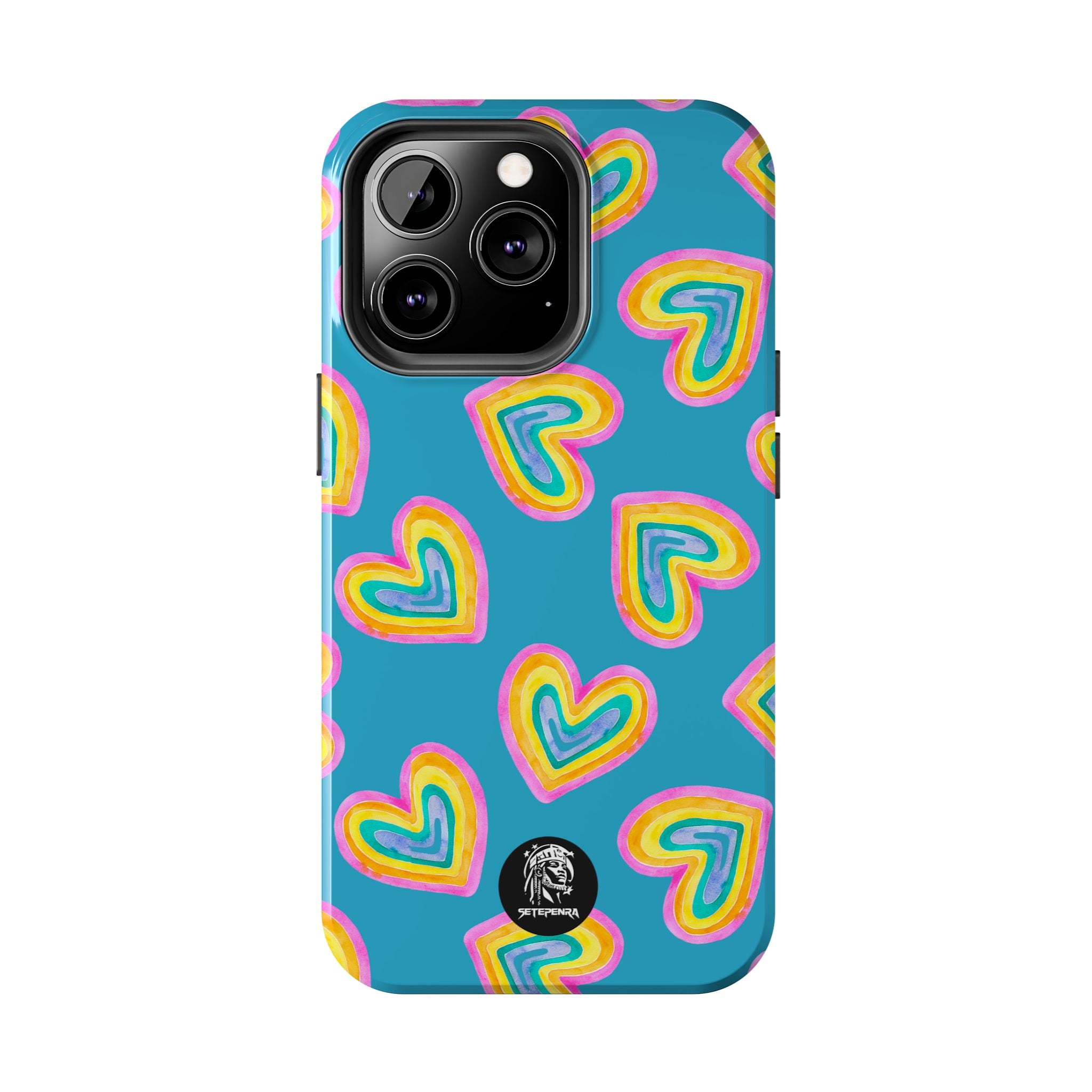 Rainbow Heart Tough Phone Case (For iPhone, Galaxy & More) - Turquoise