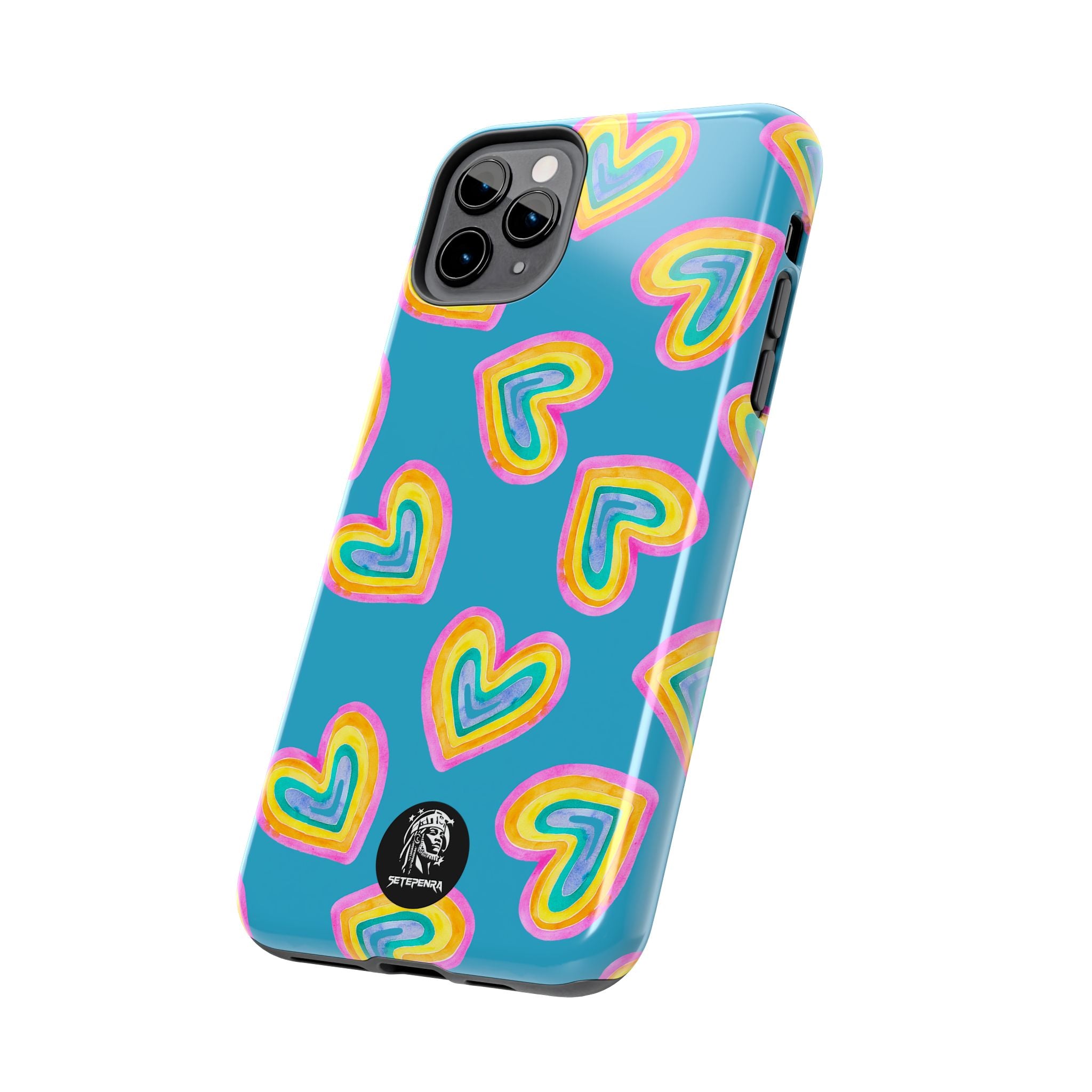 Rainbow Heart Tough Phone Case (For iPhone, Galaxy & More) - Turquoise