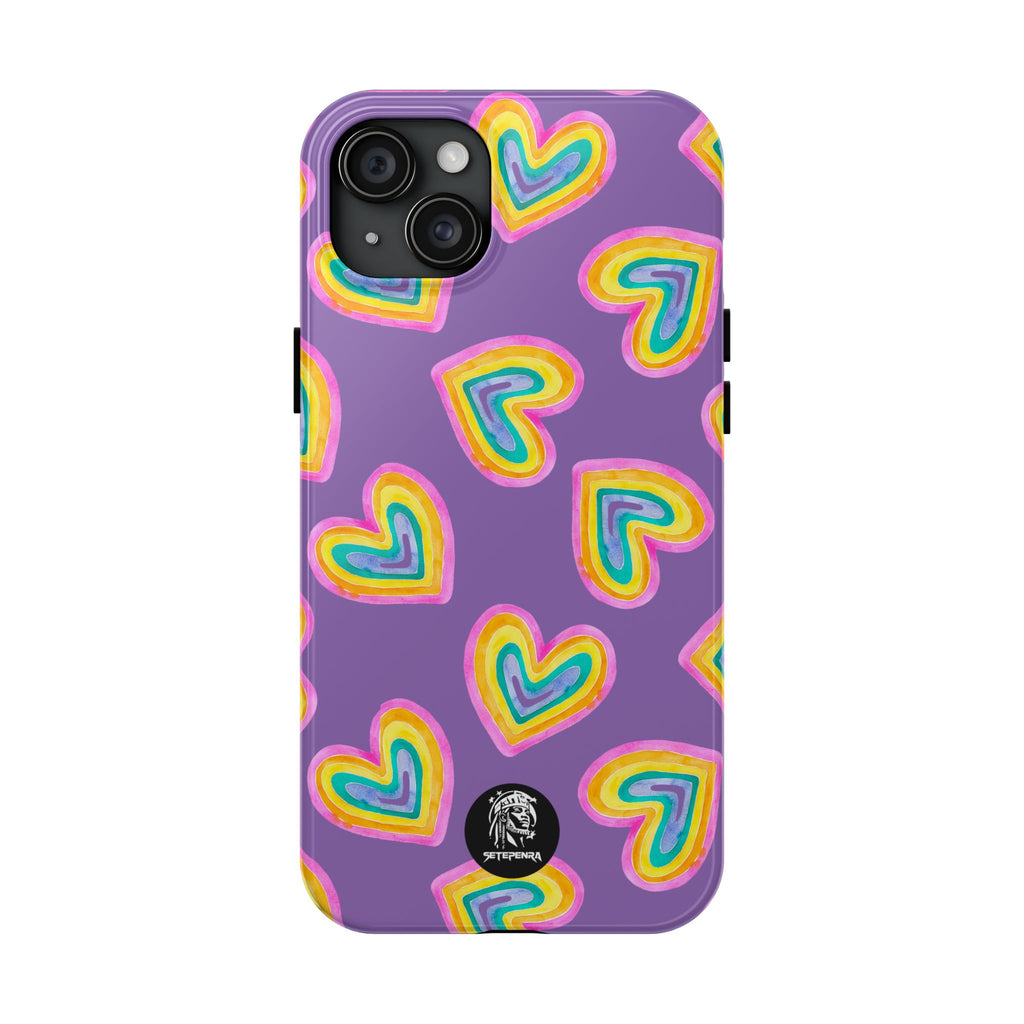 Rainbow Heart Tough Phone Case (For iPhone, Galaxy & More) - Light Purple