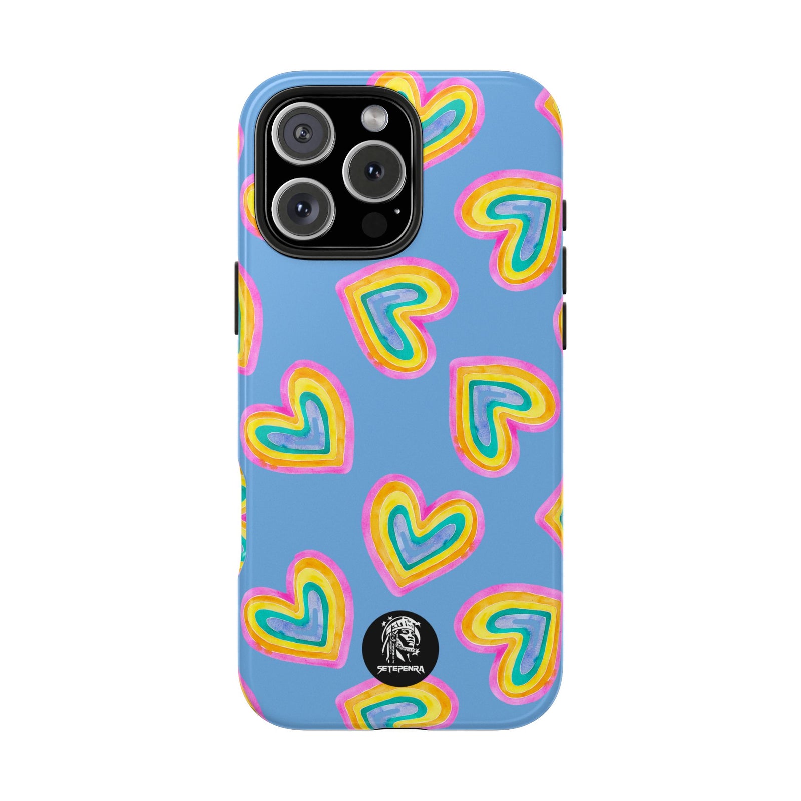 Rainbow Heart Tough Phone Case (For iPhone, Galaxy & More) - Light Blue SETEPENRA Phone Case.