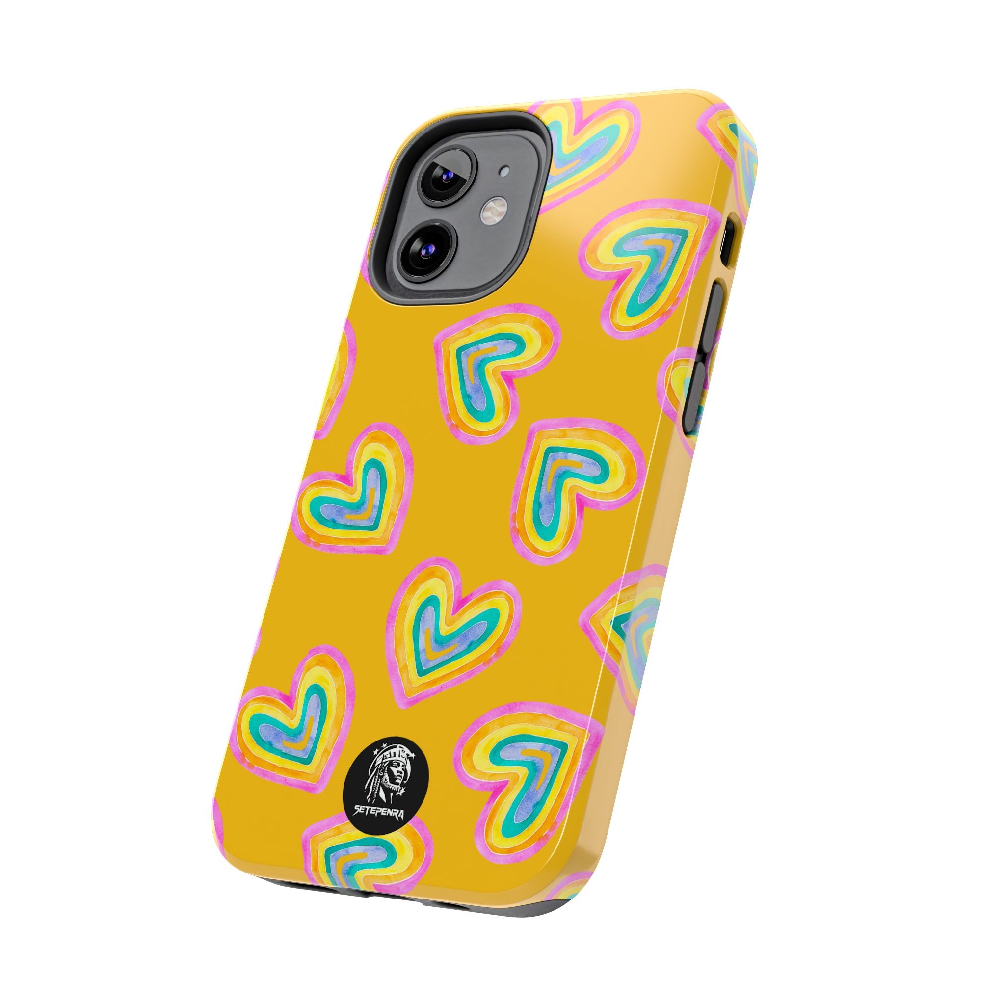 Rainbow Heart Tough Phone Case (For iPhone, Galaxy & More) - Yellow