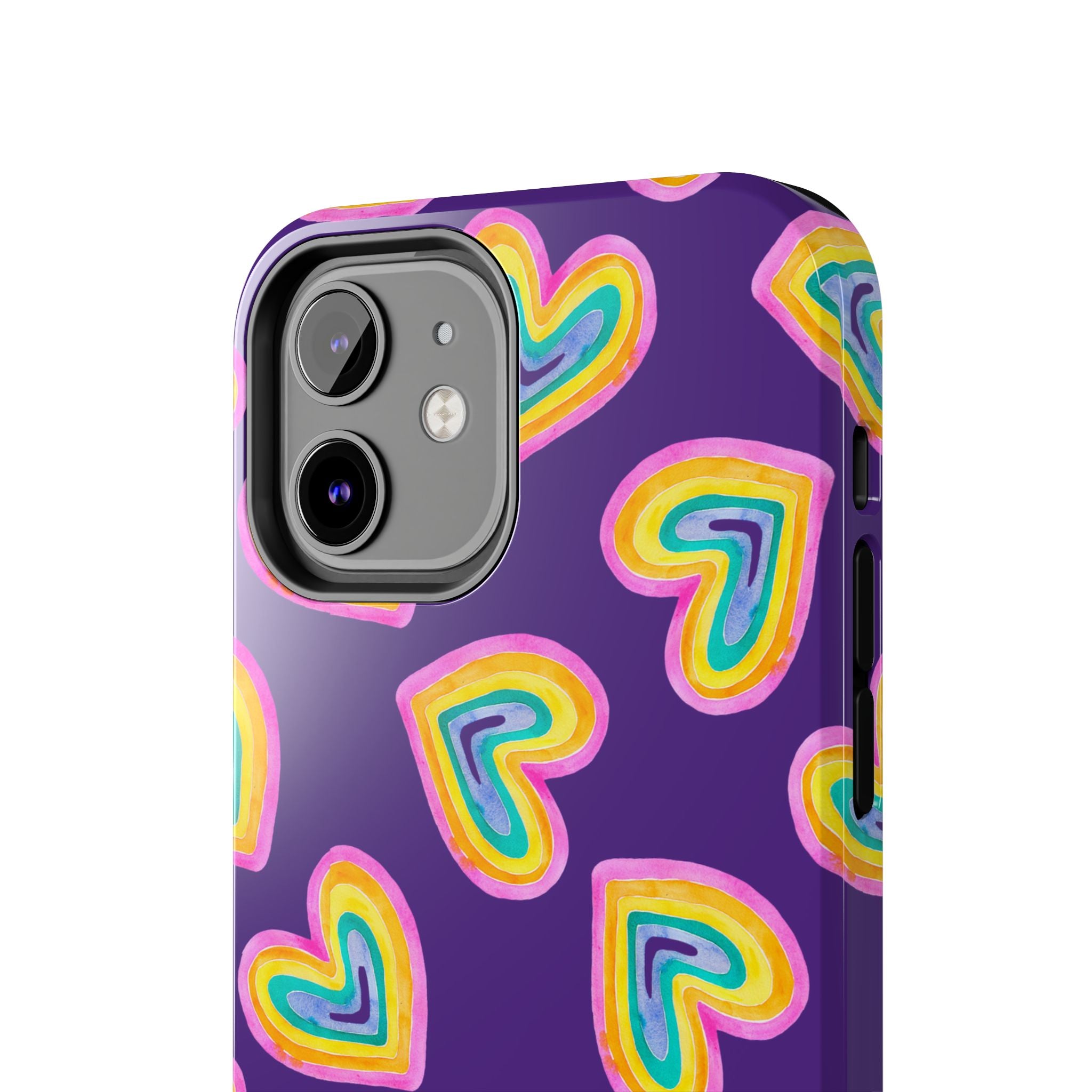 Rainbow Heart Tough Phone Case (For iPhone, Galaxy & More) - Purple