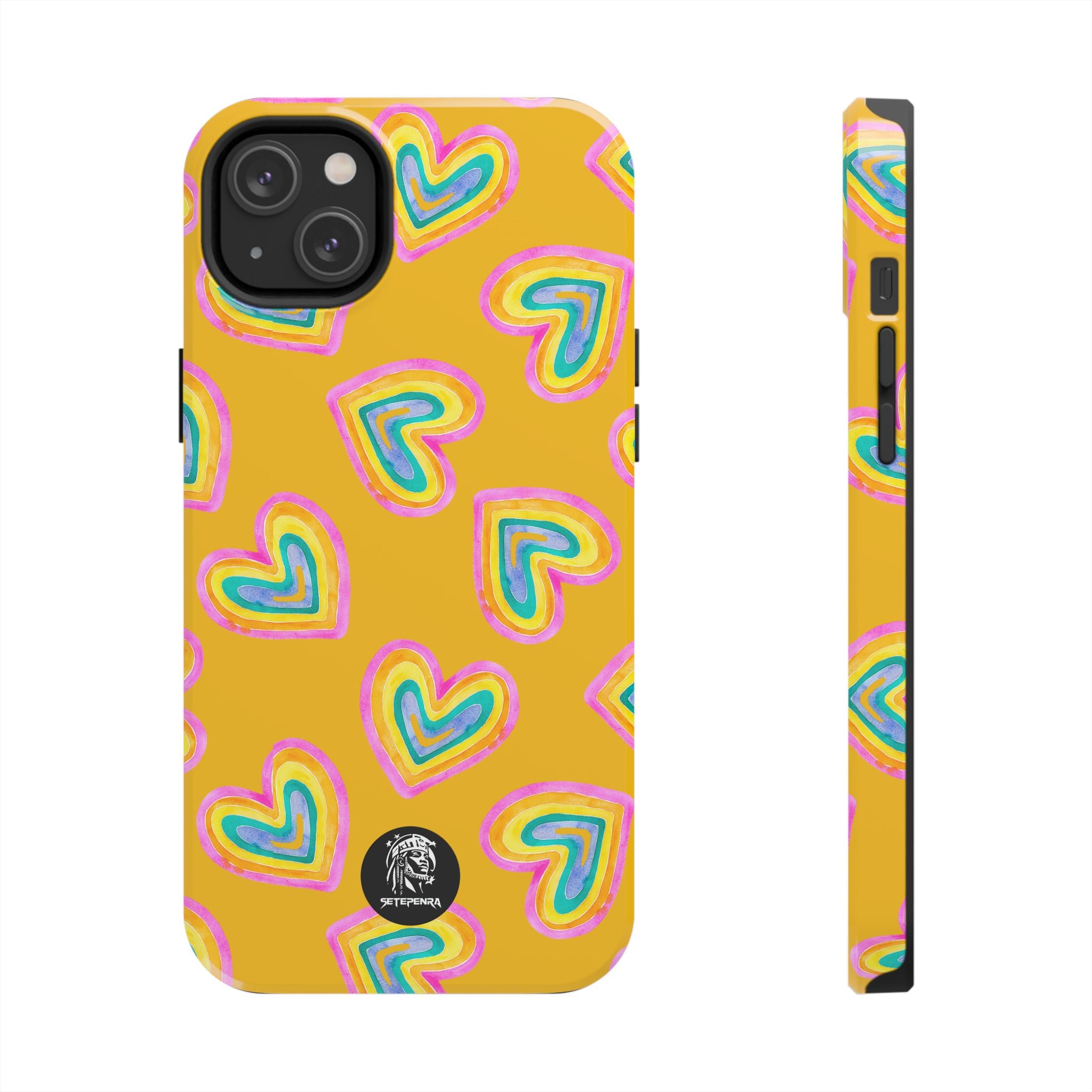 Rainbow Heart Tough Phone Case (For iPhone, Galaxy & More) - Yellow