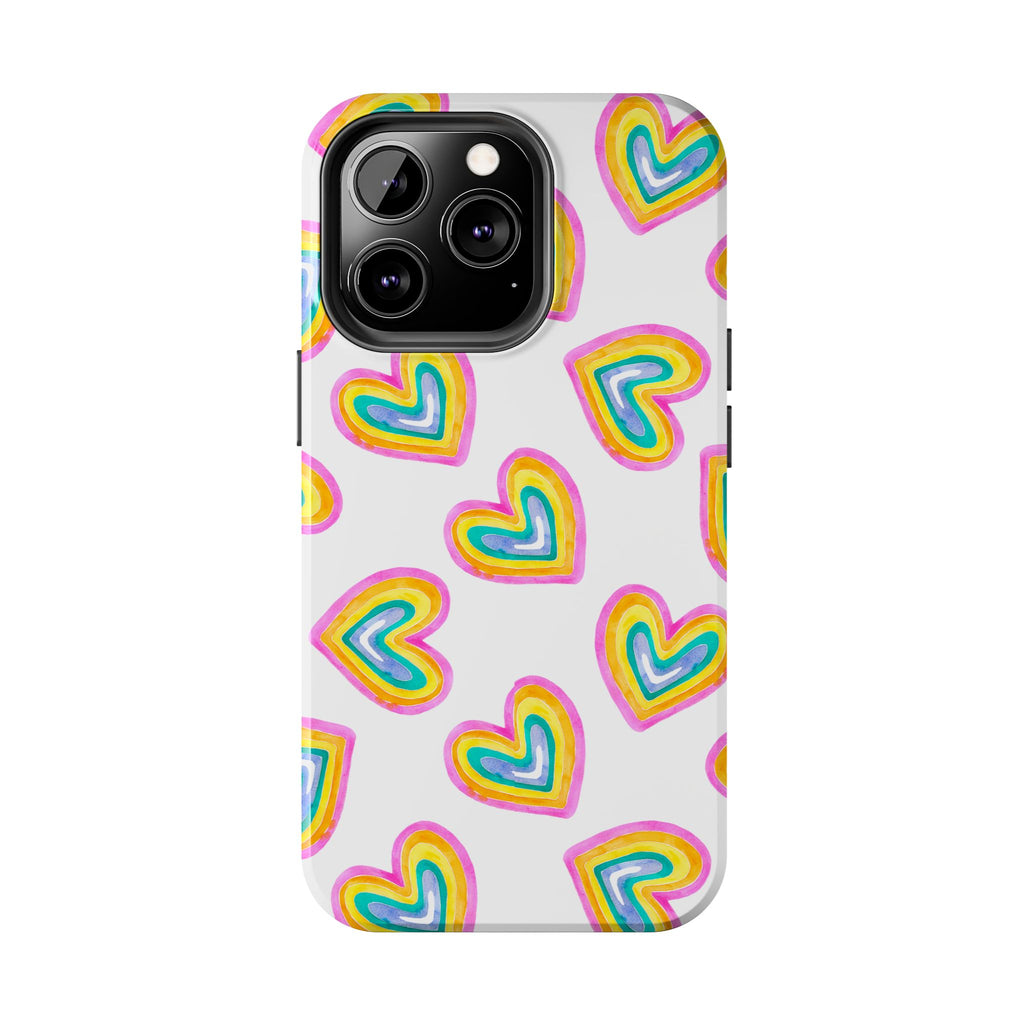 Rainbow Heart Tough Phone Case — Durable Cute Protective Phone Cover