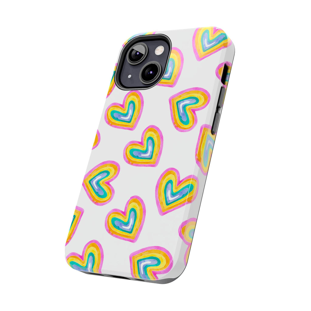 Rainbow Heart Tough Phone Case — Durable Cute Protective Phone Cover