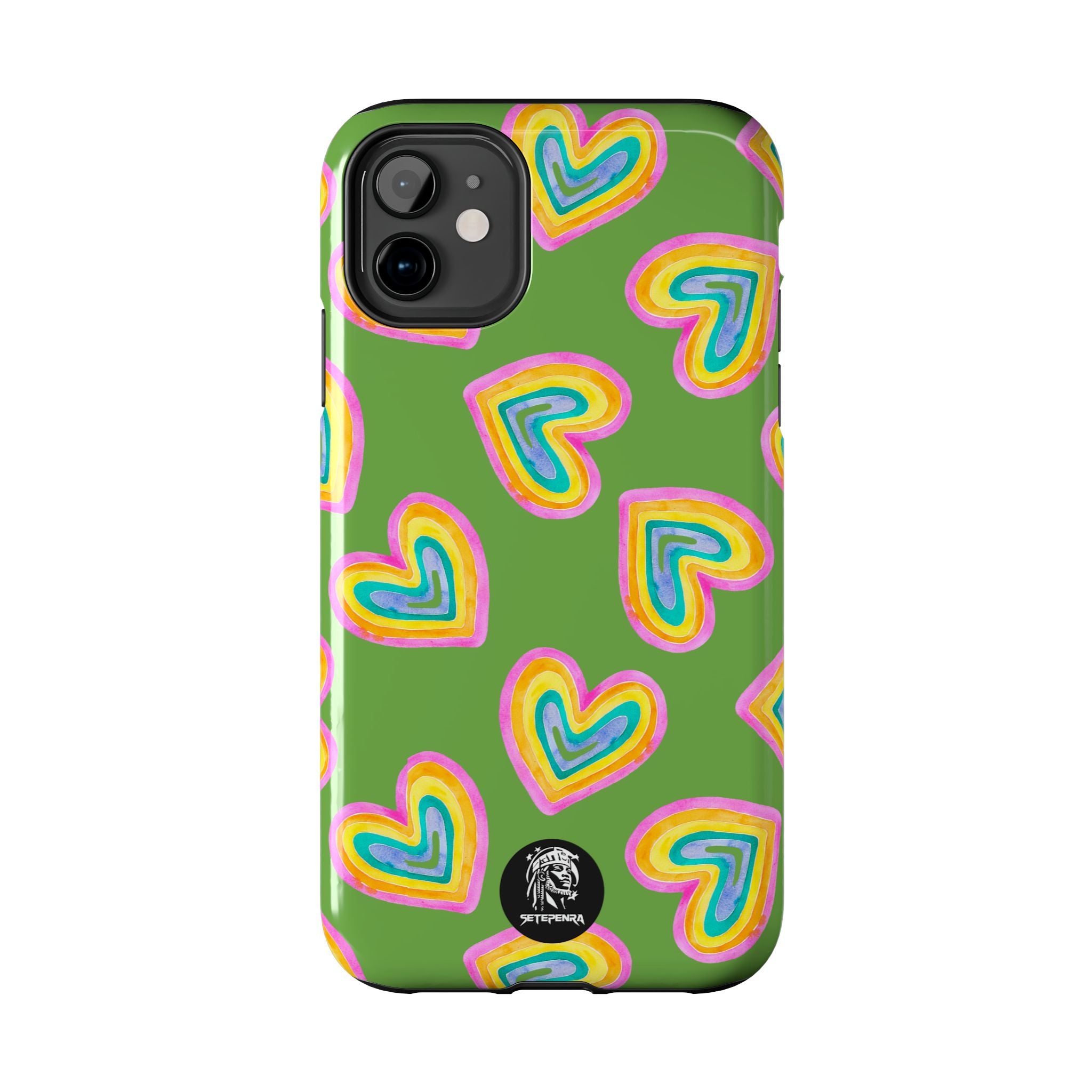 Rainbow Heart Tough Phone Case (For iPhone, Galaxy & More) - Green