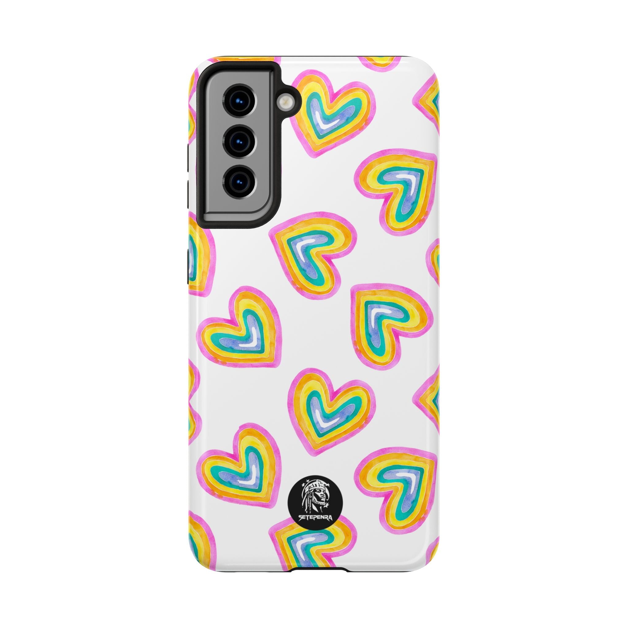 Rainbow Heart Tough Phone Case (For iPhone, Galaxy & More) - White