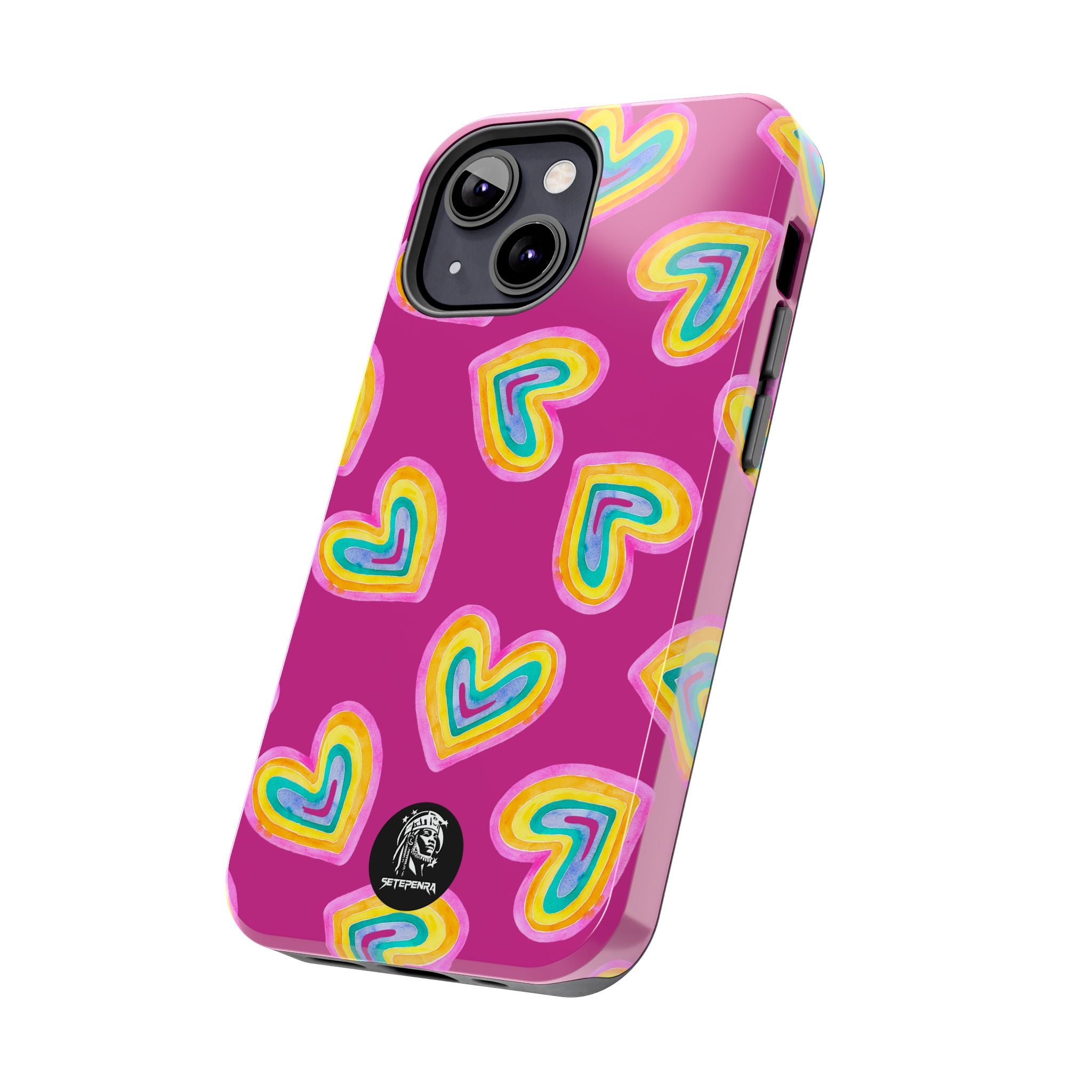 Rainbow Heart Tough Phone Case (For iPhone, Galaxy & More) - Pink