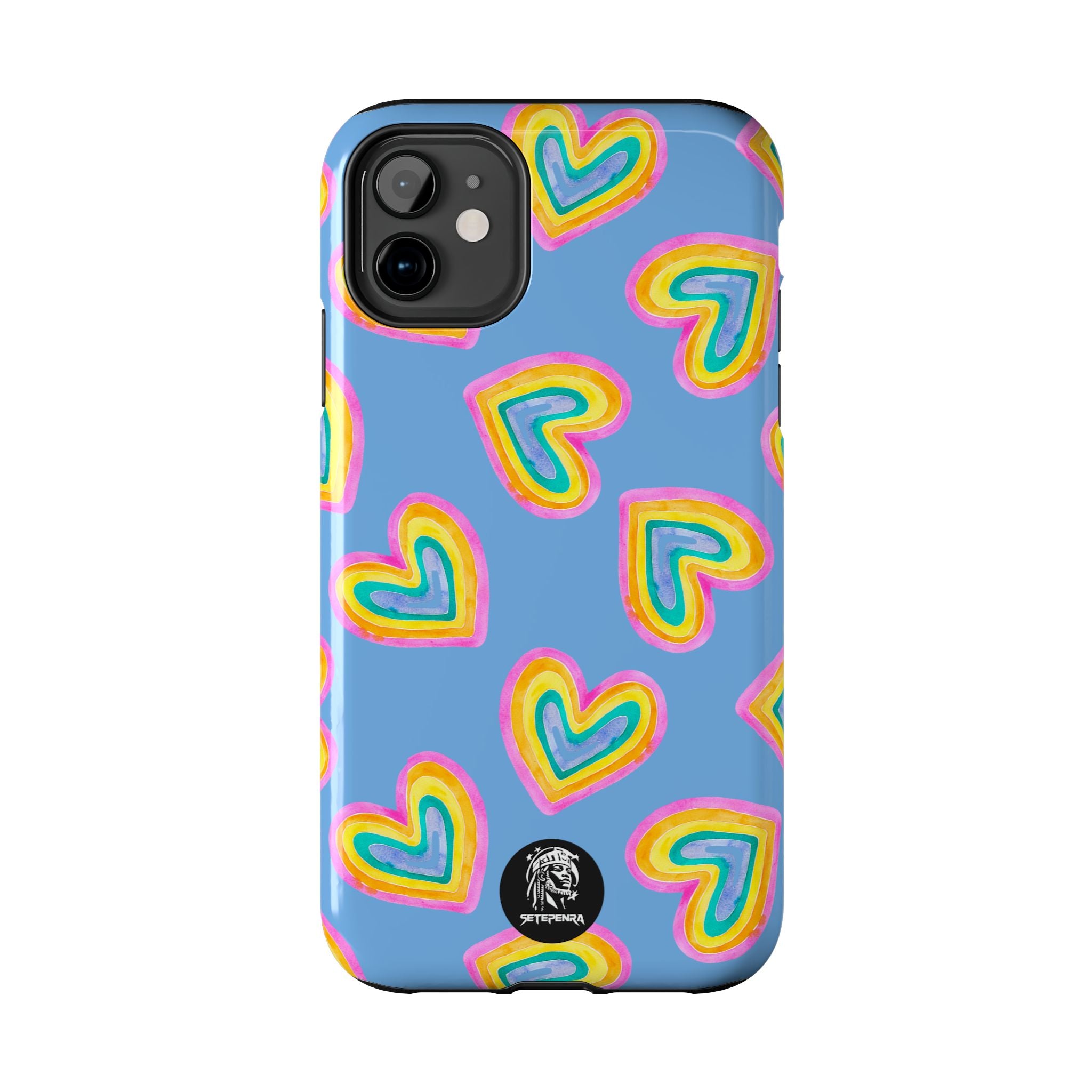 Rainbow Heart Tough Phone Case (For iPhone, Galaxy & More) - Light Blue
