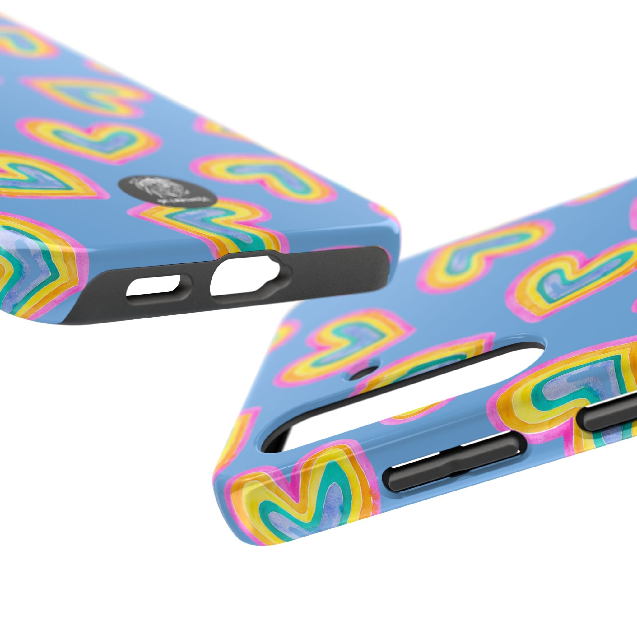 Rainbow Heart Tough Phone Case (For iPhone, Galaxy & More) - Light Blue