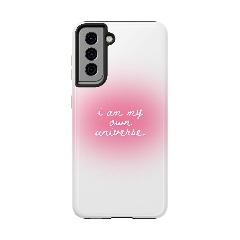 I Am My Own Universe — Pink On White Protective Cover Tough Phone Case