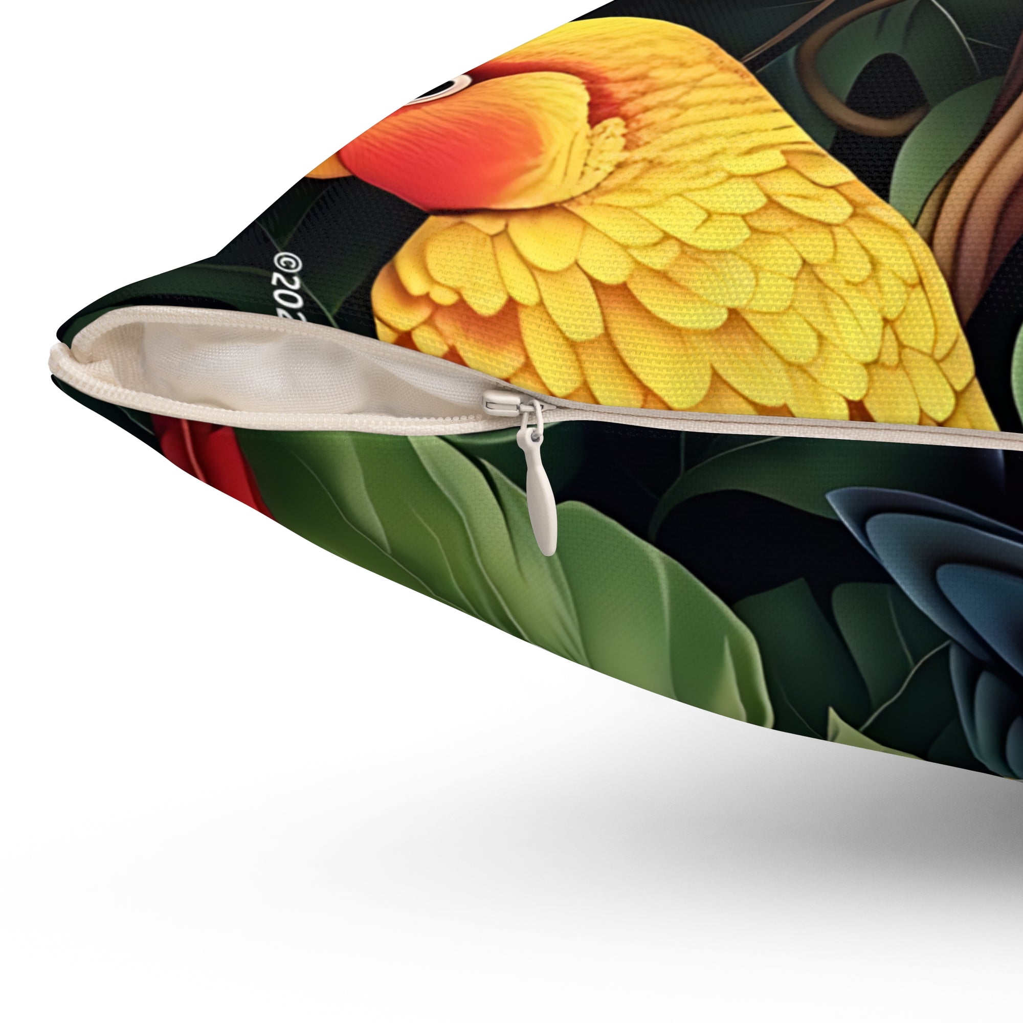 Tri-Parrot Spun Polyester Square Pillow SETEPENRA Home Decor.